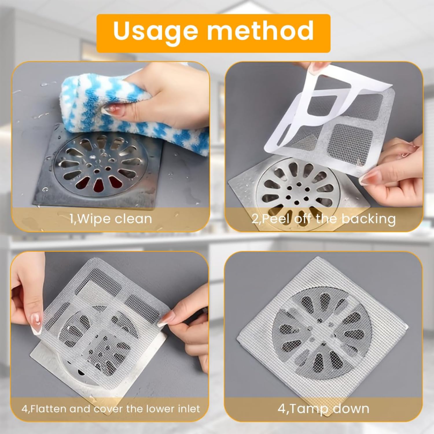 Giftock Kitchen Sink Strainer - Disposable Shower Drain Cover Hair Catcher Shower Drain Mesh Stickers, Reusable and Versatile Drain Cover for Bathroom Laundry Bathtub Kitchen Sink, 10x10cm (Round)