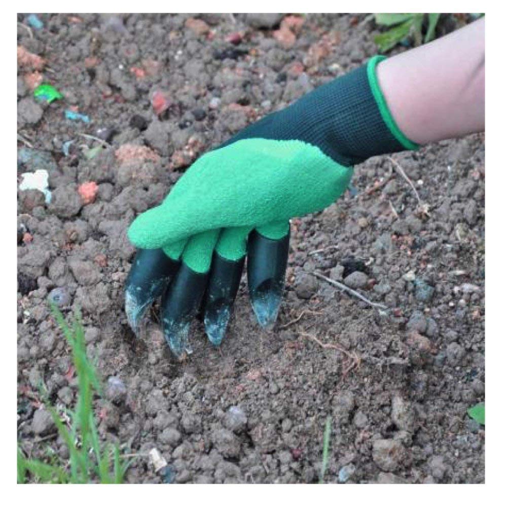 Giftock Heavy Duty Garden Farming Gloves Washable with Right Hand Fingertips ABS Claws for Digging and Gardening (Free Size, Green)(Acrylonitrile Butadiene Styrene, pack of)