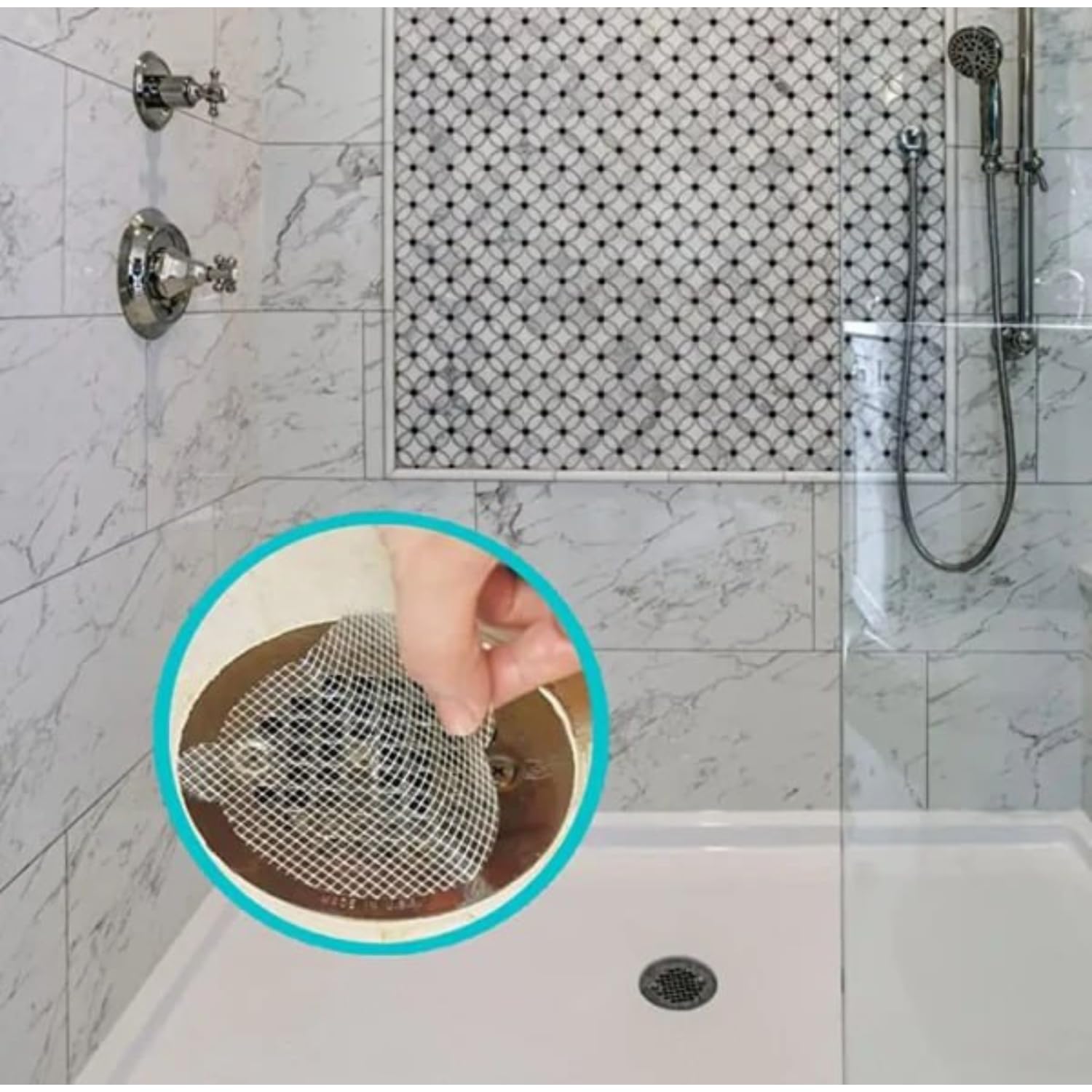 Giftock Kitchen Sink Strainer - Disposable Shower Drain Cover Hair Catcher Shower Drain Mesh Stickers, Reusable and Versatile Drain Cover for Bathroom Laundry Bathtub Kitchen Sink, 10x10cm (Round)