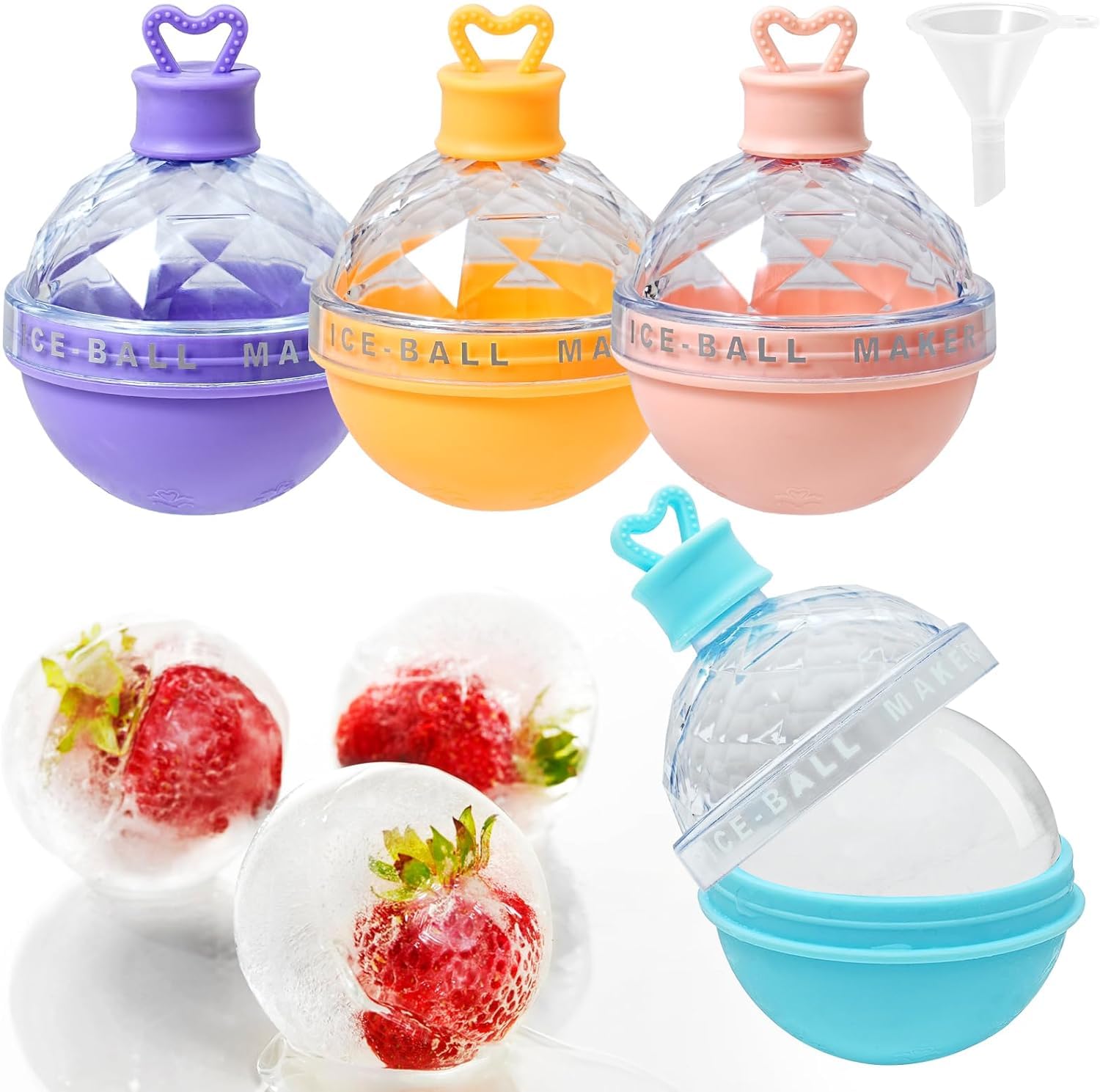 Giftock Ice Cube Tray, Large & Round Sphere Ice Mould Made of Silicone Ice Ball Makers Reusable Whiskey, Cocktails, Drinks & Wine 1 Pcs Multicolor