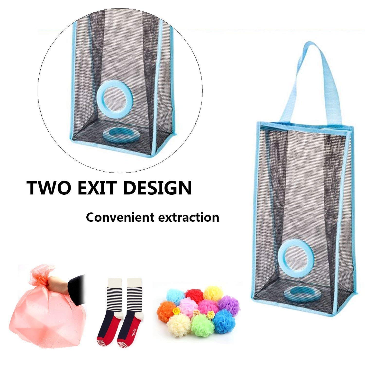 Giftock Wall Hanging Garbage Bags Recycle Breathable Storage Polythene Garbage Bags Kitchen Organizer Plastic Wall Mounted Rubbish Bag Container