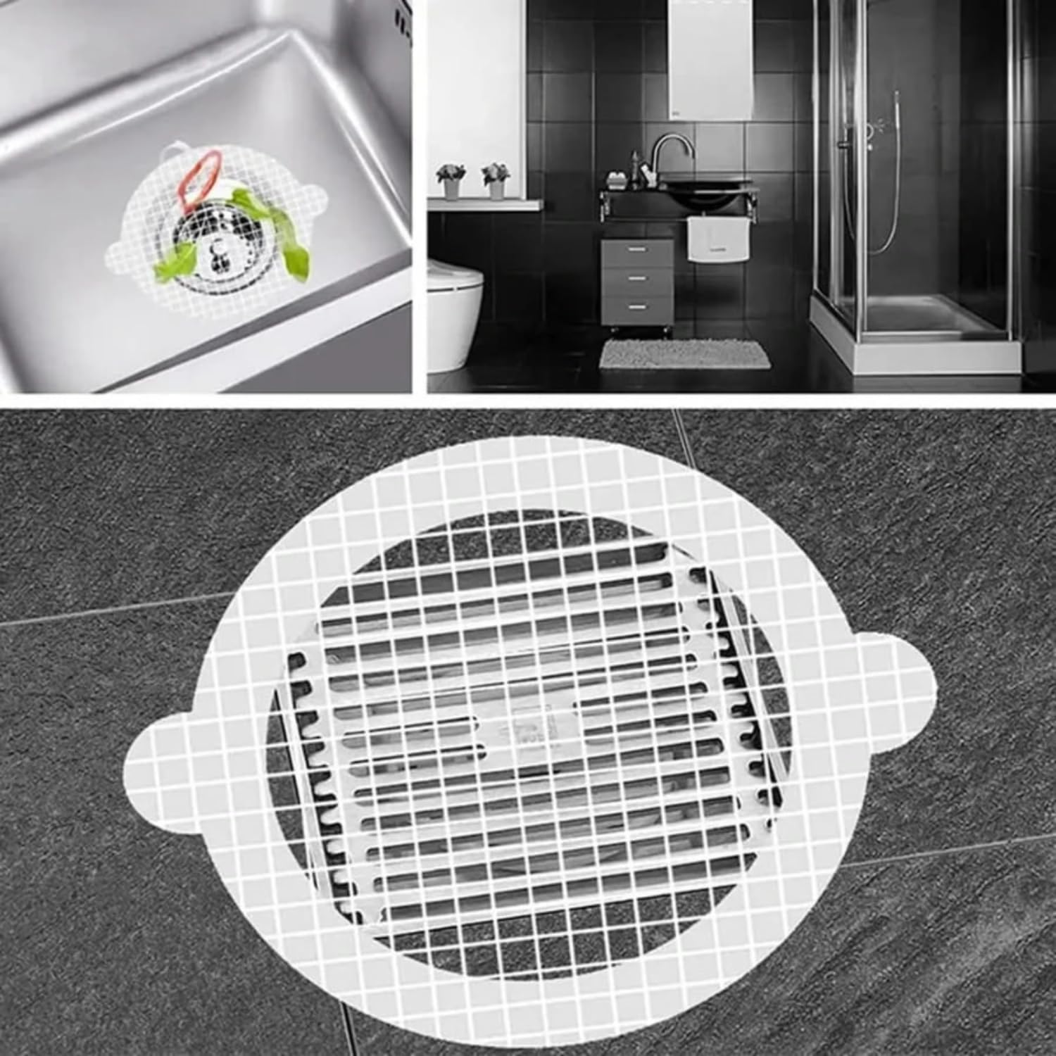 Giftock Kitchen Sink Strainer - Disposable Shower Drain Cover Hair Catcher Shower Drain Mesh Stickers, Reusable and Versatile Drain Cover for Bathroom Laundry Bathtub Kitchen Sink, 10x10cm (Round)