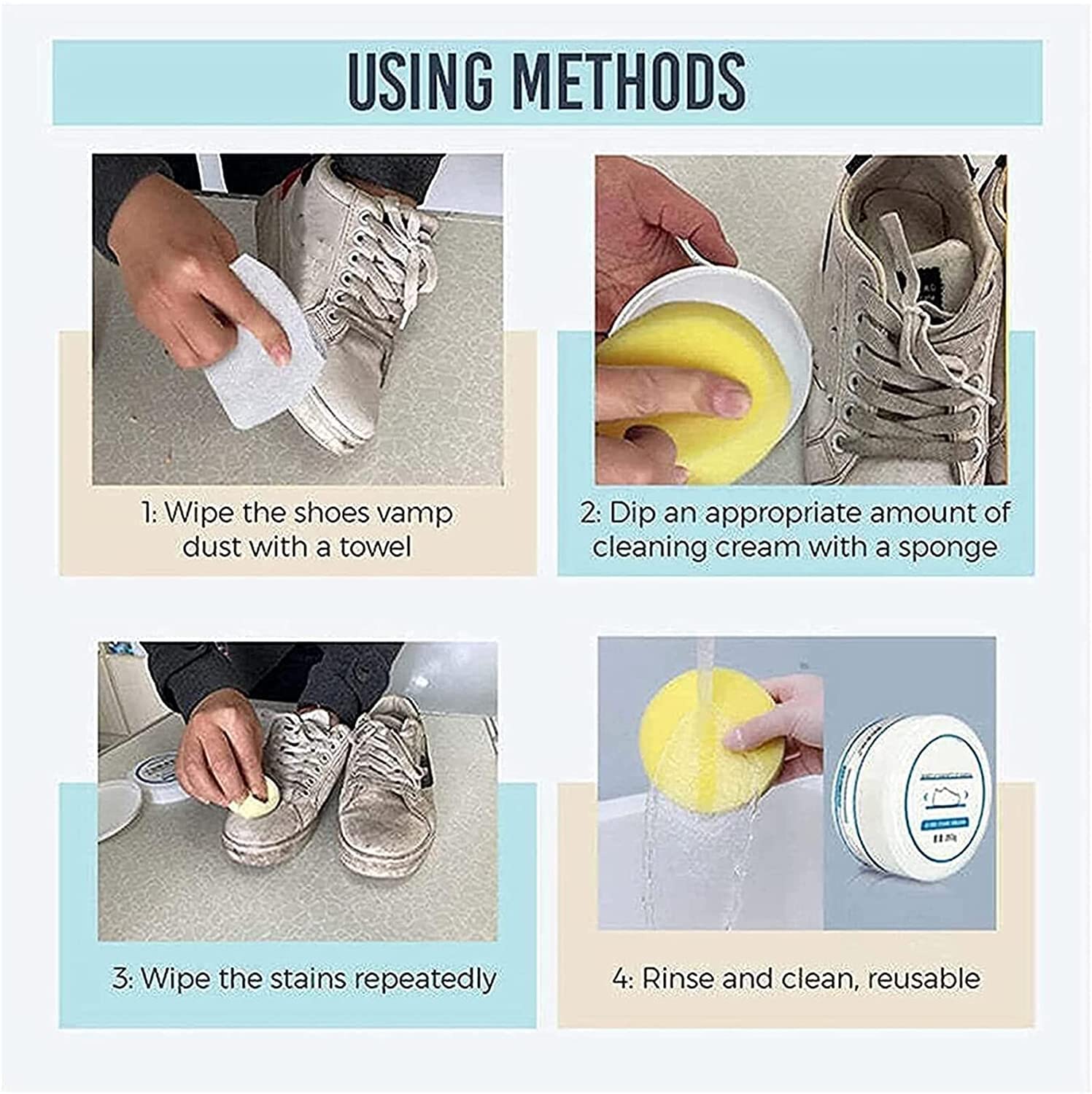 Giftock White Shoe Cleaning Cream | Sneaker Stain Cleaning Cream | Sneaker Stain Remover Cream, Simple and Fast, Shoe Whitening Cleansing Tool, Whitening and Yellowing Maintenance for White Shoes, Leather, Sports Shoes, Leather Bags, Car Interiors