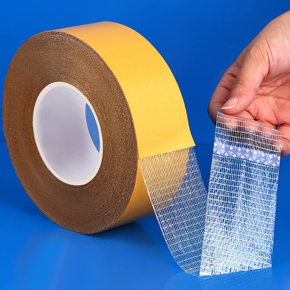 Giftock Double Sided Carpet Tape Heavy Duty, super Strong Sticky Tape for Carpet, Non Slip Waterproof Removable Mesh Grid Suitable for Hardwood Floors, mats(CARPET ADHESIVE YELLOW TAPE)