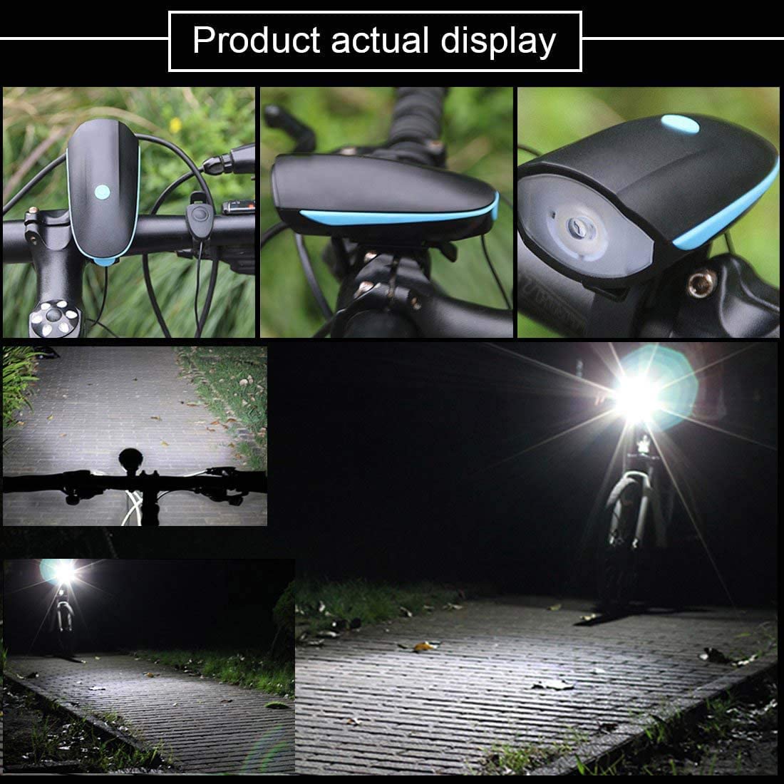 Giftock 2-in-1 Rechargeable - Cycle Light (3 Modes) Cycle Light and Horn/Cycle Lights Rechargeable Waterproof (140 dB) Cycle Light with Horn Cycle LED Front Light (Multicolor)
