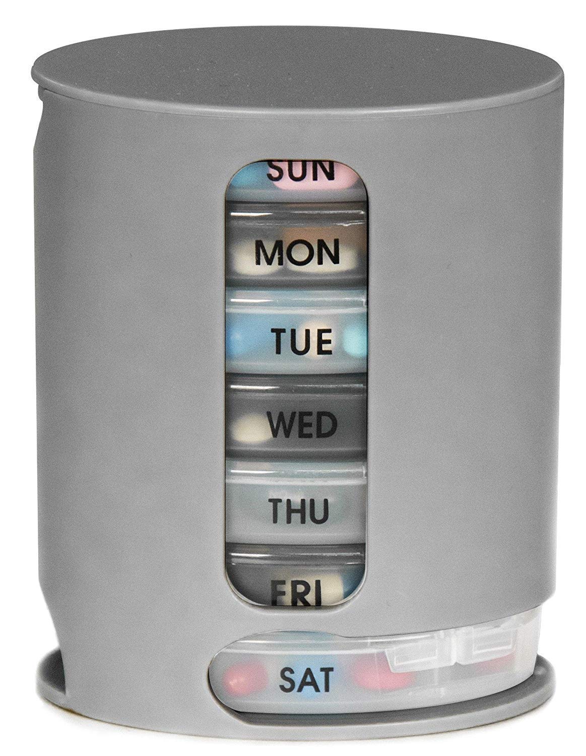 Giftock  Pill Pro: Convenient and Portable 7-Day Pill Organizer with 4 Compartments per Day - Ideal for Organizing Daily Medications and Supplements by Time - 28 Compartments for Refills - Made in India (Grey/Clear)