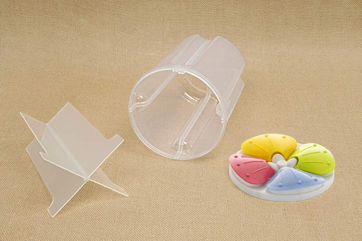 Giftock 4 Sections Flower Container Jar - 1 Pcs Plastic Grocery Container with Lid Box, Air Tight Transparent Easy Open Close Food, Grain, Cereal Dispenser Storage for Kitchen (2500ml, Multicolor)