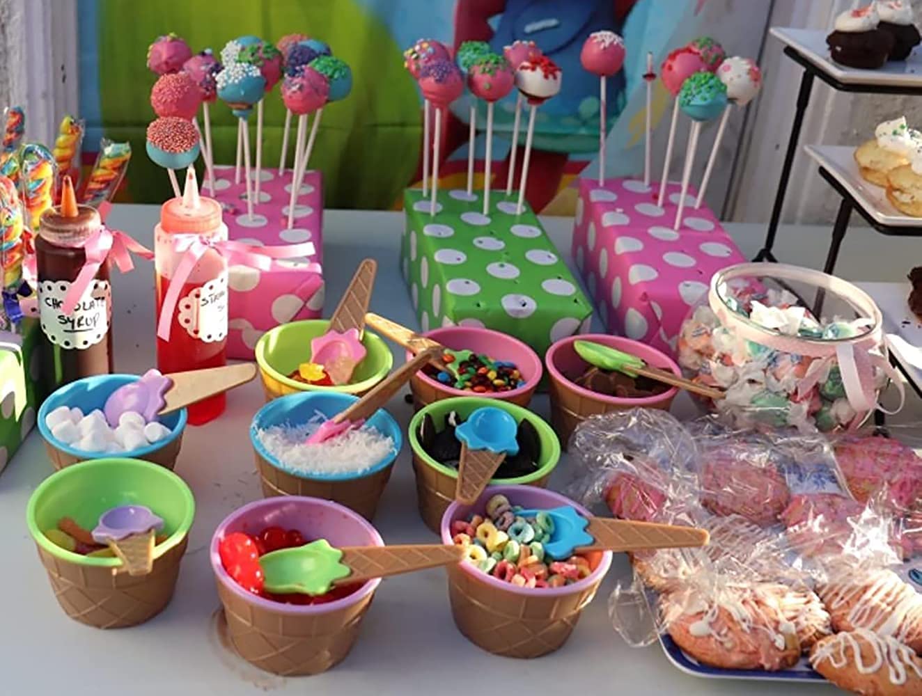 Giftock 6 Pieces Ice Cream Bowl Colorful Ice Cream Cup with Spoons-Ice Cream Dessert Bowls Waffle Cup Set Maggie Bowl Salad Cup Fruit Bowl (Multicolour)