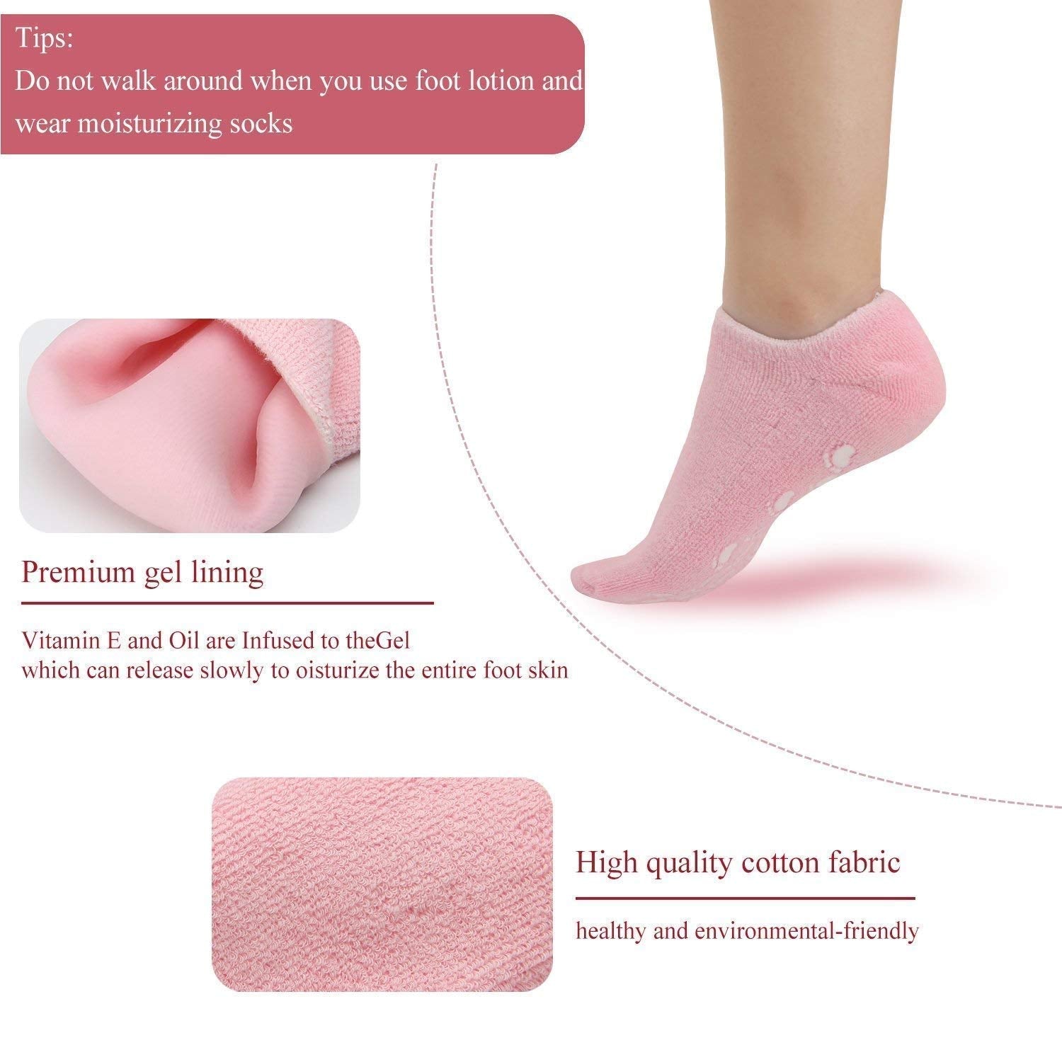 Giftock Silicon Socks Heel for Crack (1 Pair) Spa Gel Socks for Women and Men, Feet Protector Crack Heel Repair Socks with Moisturizing Natural Oil and Vitamin E Repair Dry Cracked Feet & Soften Skin