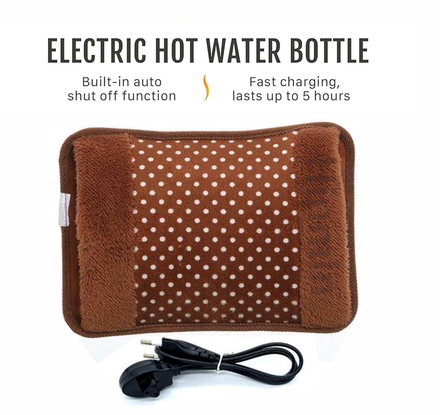 Giftock Premium Velvet Electric Hot Water Bag for Pain Relief With a Heating Pad For Period Cramps, Shoulder, Back, Neck (Brown Color)