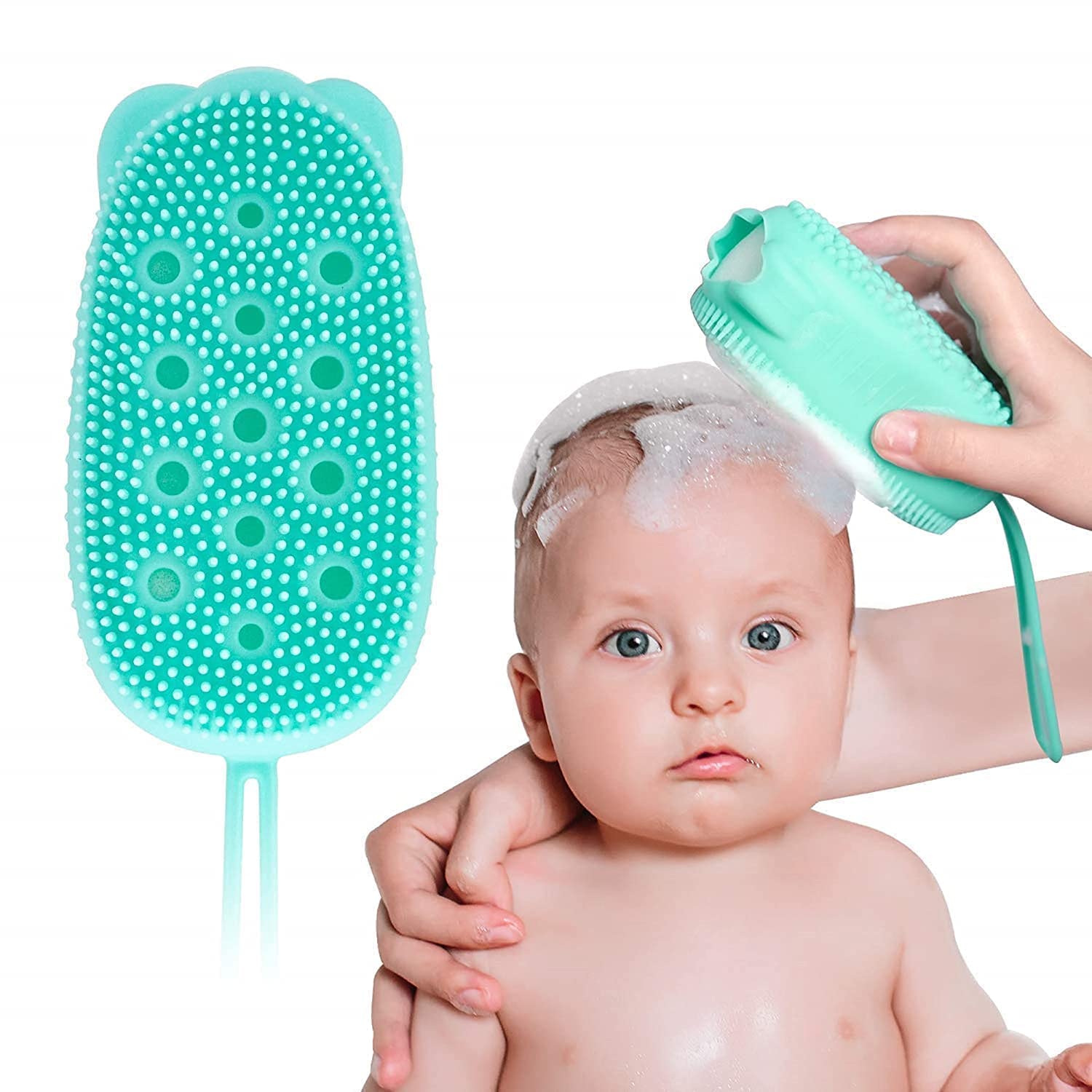 Giftock Bath Body Brush Silicone body scrubber Soft Bath Body Brush with Shampoo Dispenser - Skin Massage shower brush for men women kids unisex (Multicolor) (Pack of 1)