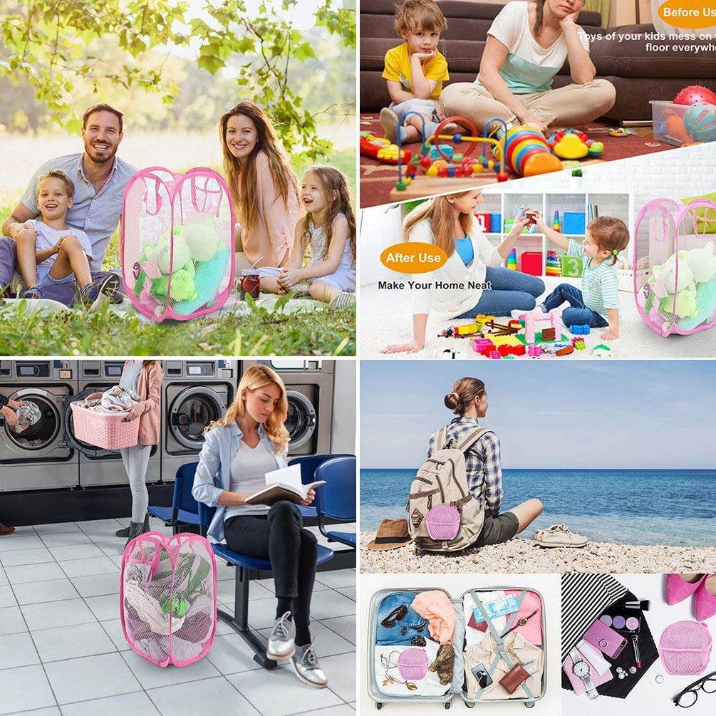 Giftock Net Laundry Bag Foldable and Collapsible with Easy to Carry Handle- for Home, Dorms, Hostel, Toy Storage (Multicolor) 30 Liter
