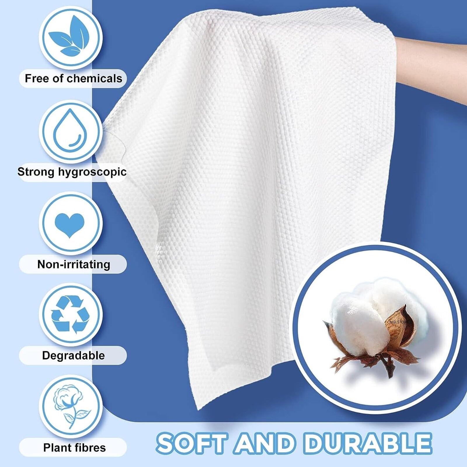 Giftock 4 Compressed Bath Towel Tablets, Pure Cotton Portable Disposable Hypoallergenic Dehydrated Expandable Compact Compressed Towels Washcloths for Camping Swimming Traveling Hiking