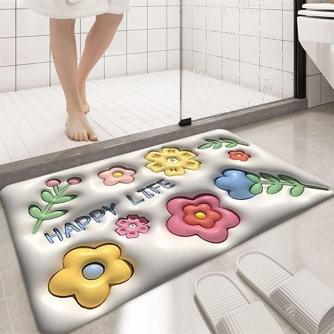 Giftock Bathroom Door Mat | 3D Visual Bathtub Mats | Anti-Slip Quick Drying Absorbent Sink Floor Rug | Anti Skid Water Soaking Mat | Floor Mat | (3D mat)(Multi Color)(Pack of) (1)