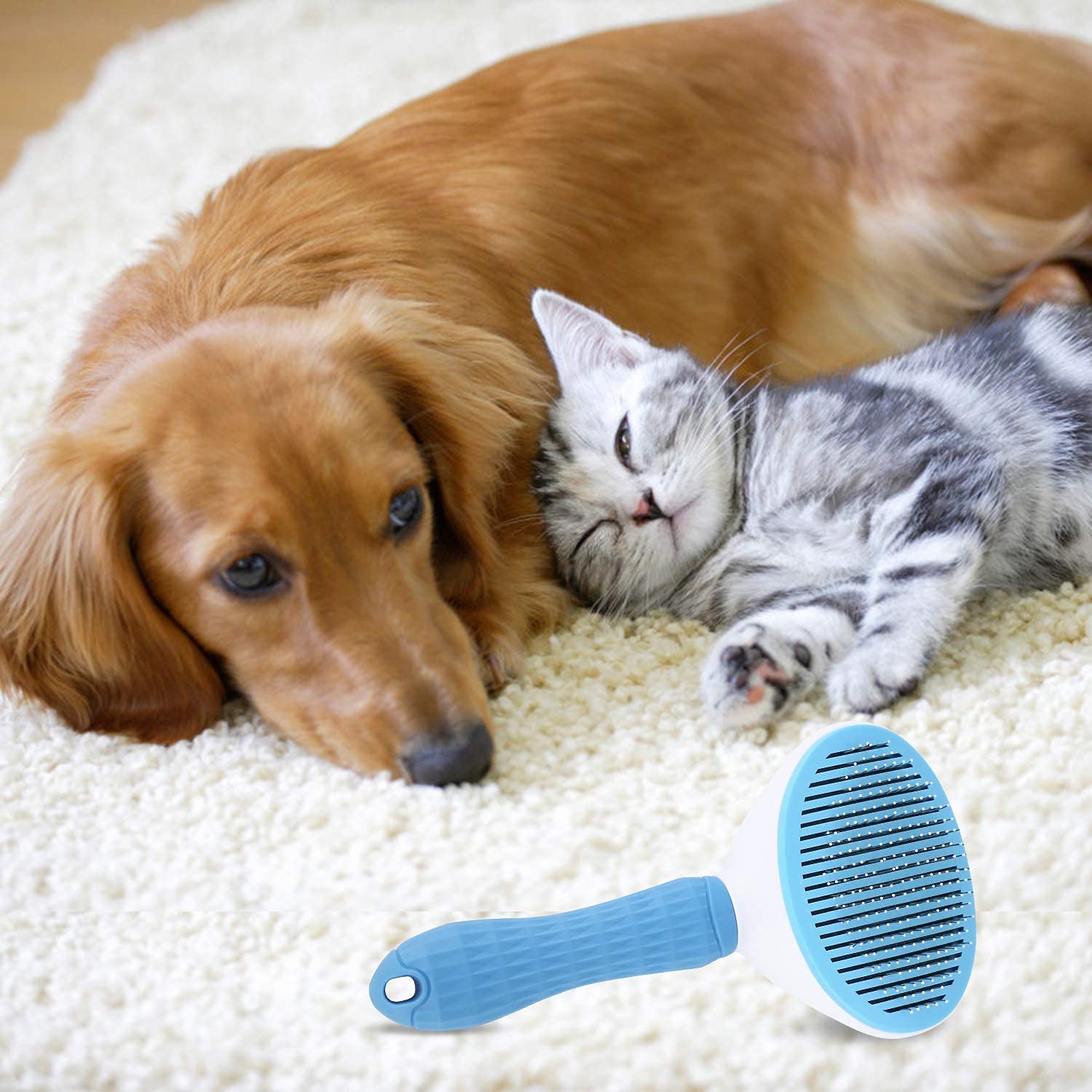 Giftock Dog Comb, Flea Comb for Dog, Labrador, Shih Tzu, Golden Retriever, German Shepherd, & Dog Grooming Comb Brush, Dog Hair Brush, Self Cleaning Dog & Cat Comb, Pet Hair Comb - Any Color - Pack of 1