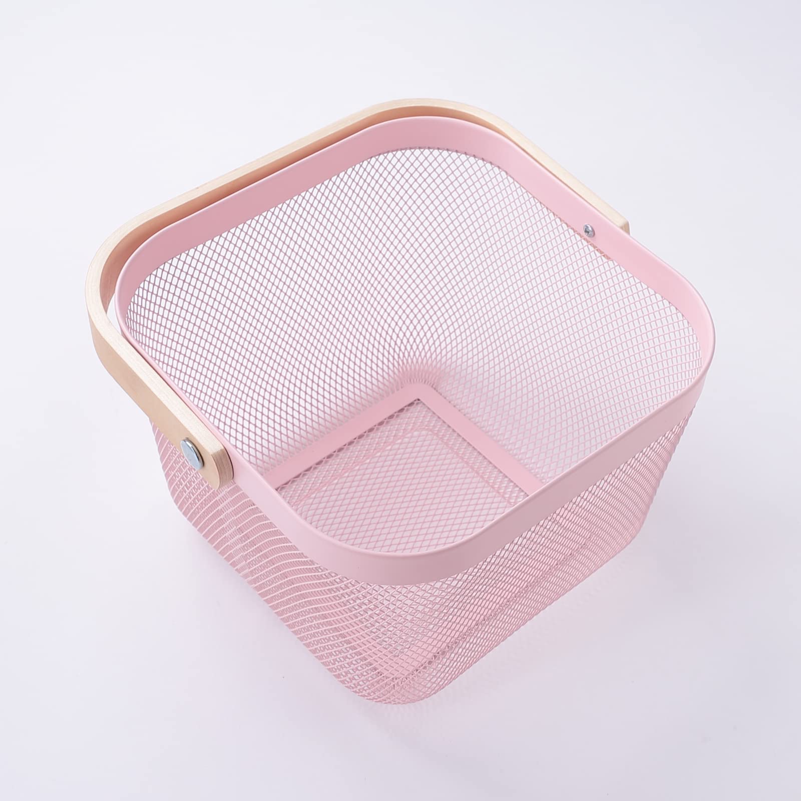 Giftock Metal Wire Basket With Handle|Storage Basket Fot Fruits, Books|Mesh Open Storage Bin|Storage Organizer