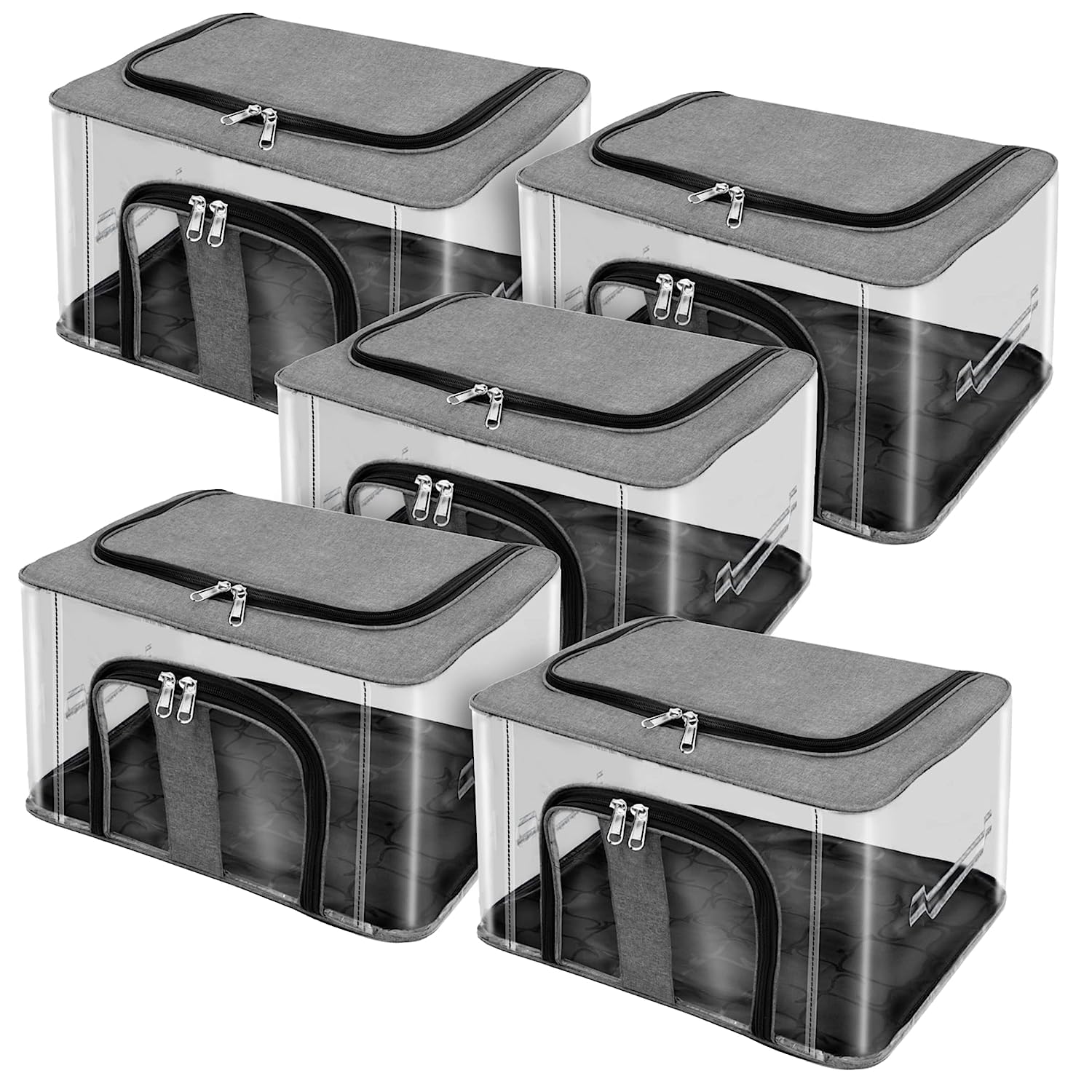 Giftock Nylon 33 L PVC Transparent Moisture Proof Storage box for Clothes Under-Bed Closet Wardrobe Organizer Bag for Clothes with Carry Handle (44 x 31 x 24 cm, Grey) (pack of 1)