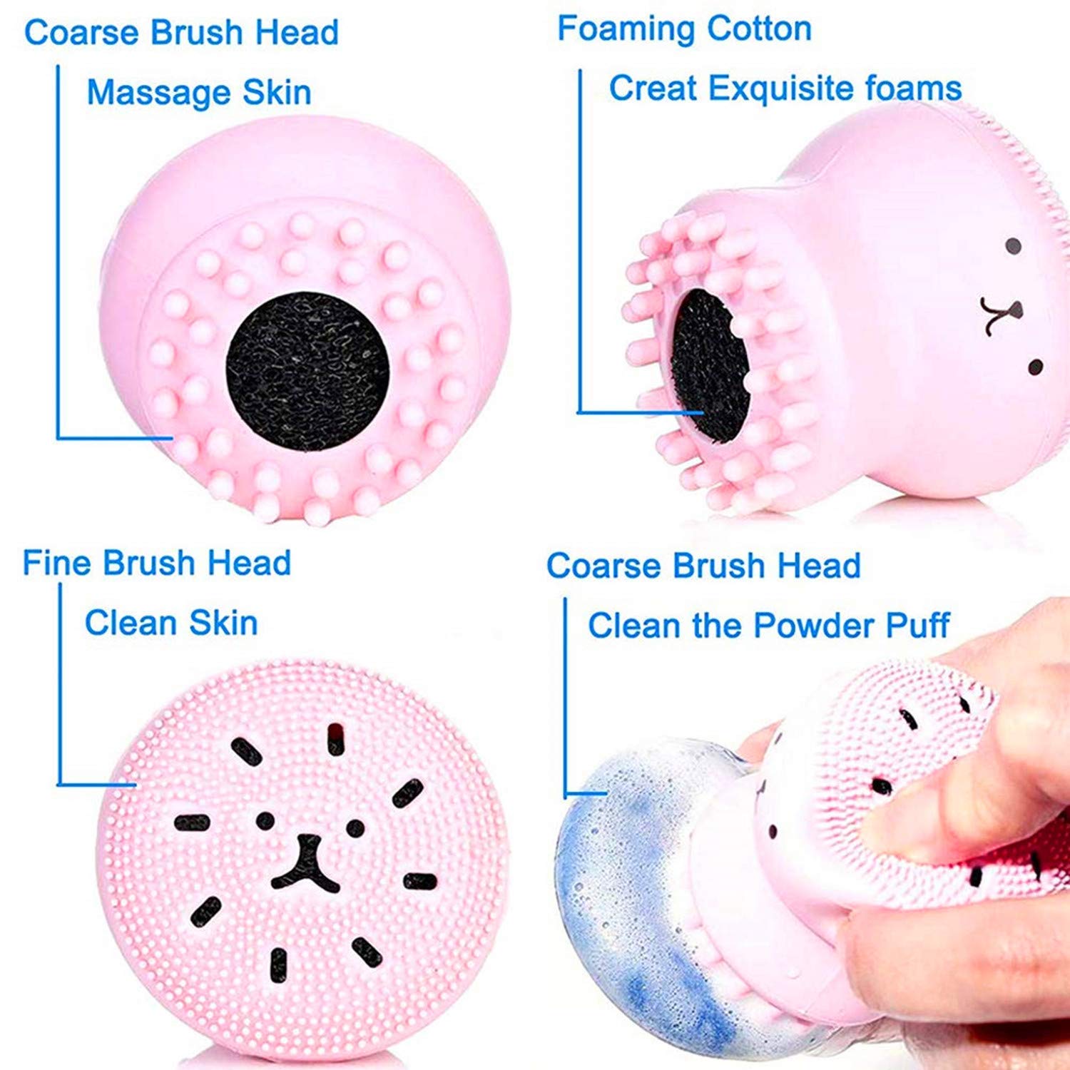 Giftock Octopus Design Silicone Facial Cleansing Brush Face Exfoliator Massager Beauty Tool All in One Deep Pore Cleansing Sponge & Brush, For Exfoliating, Massage, Cleansing Soft Brush (pink)