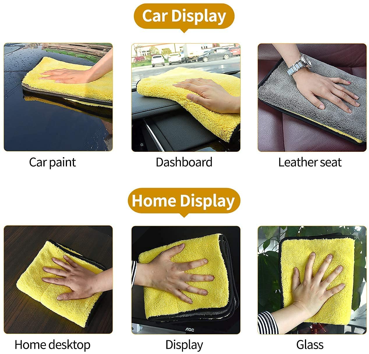 Giftock Microfiber Cloth - 3 pcs - 40x40 cms - 800 GSM Multi- Thick Lint & Streak-Free Multipurpose Cloths - Automotive Microfibre Towels for Car Bike Cleaning Polishing Washing & Detailing.