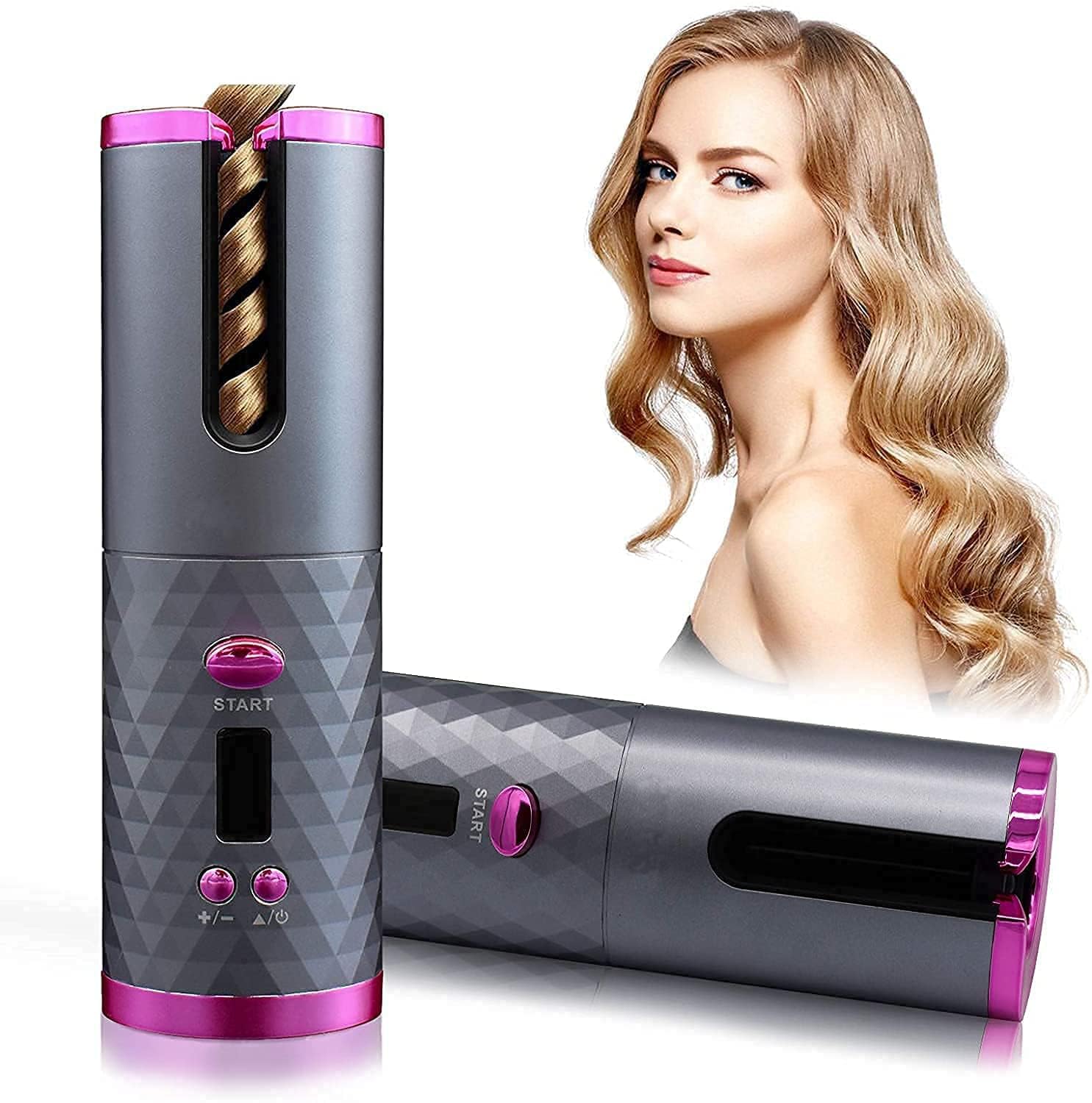 Giftock -Hair-Curler-Cordless-Automatic-Hair-Curler-Portable-Curling-Iron-with-LCD-Temperature-Display-Fast-Heating-Auto-Rotating-Hair-Curler-USB-Rechargeable-for-Travel-Home