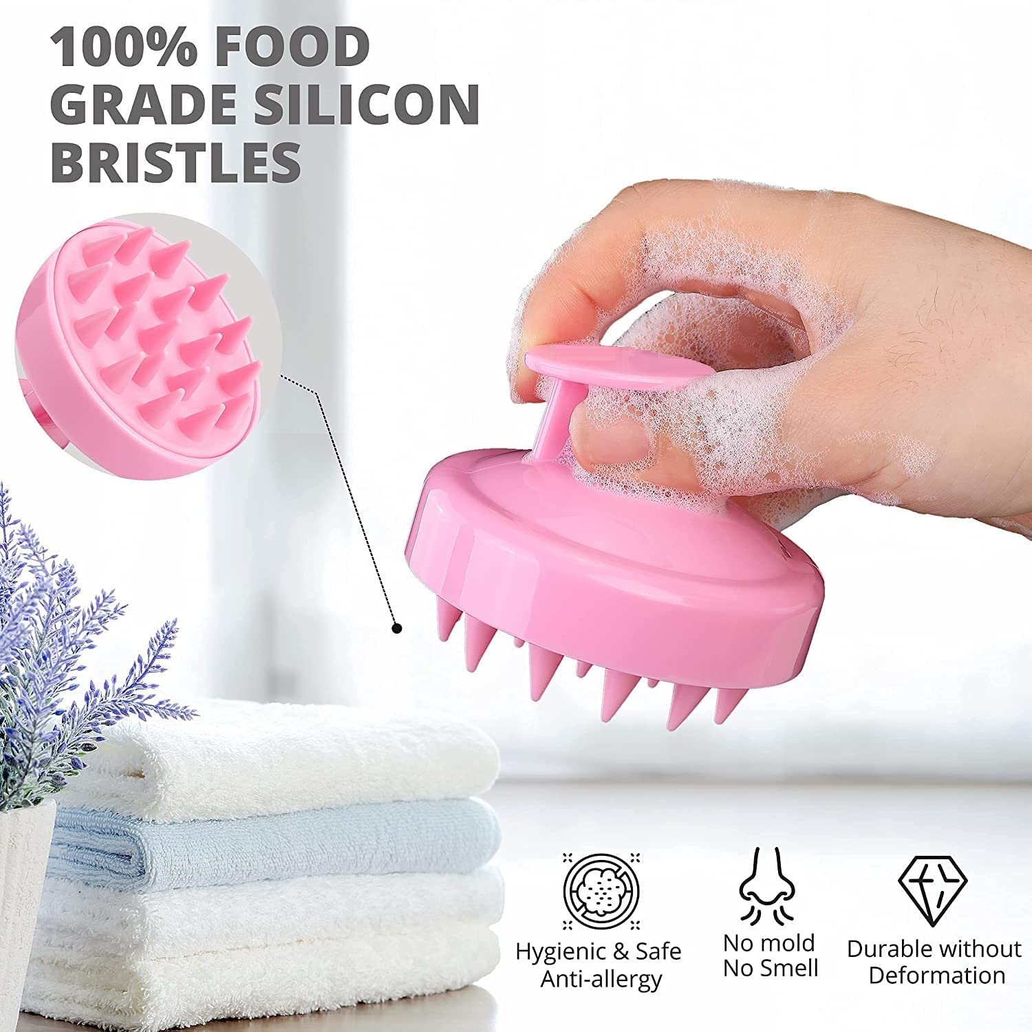 EPISKEY® Scalp Massager Shampoo Brush, Scalp Massage Shampoo Brush Shower Head Scrubber Scalp Brush (BLUE-35)