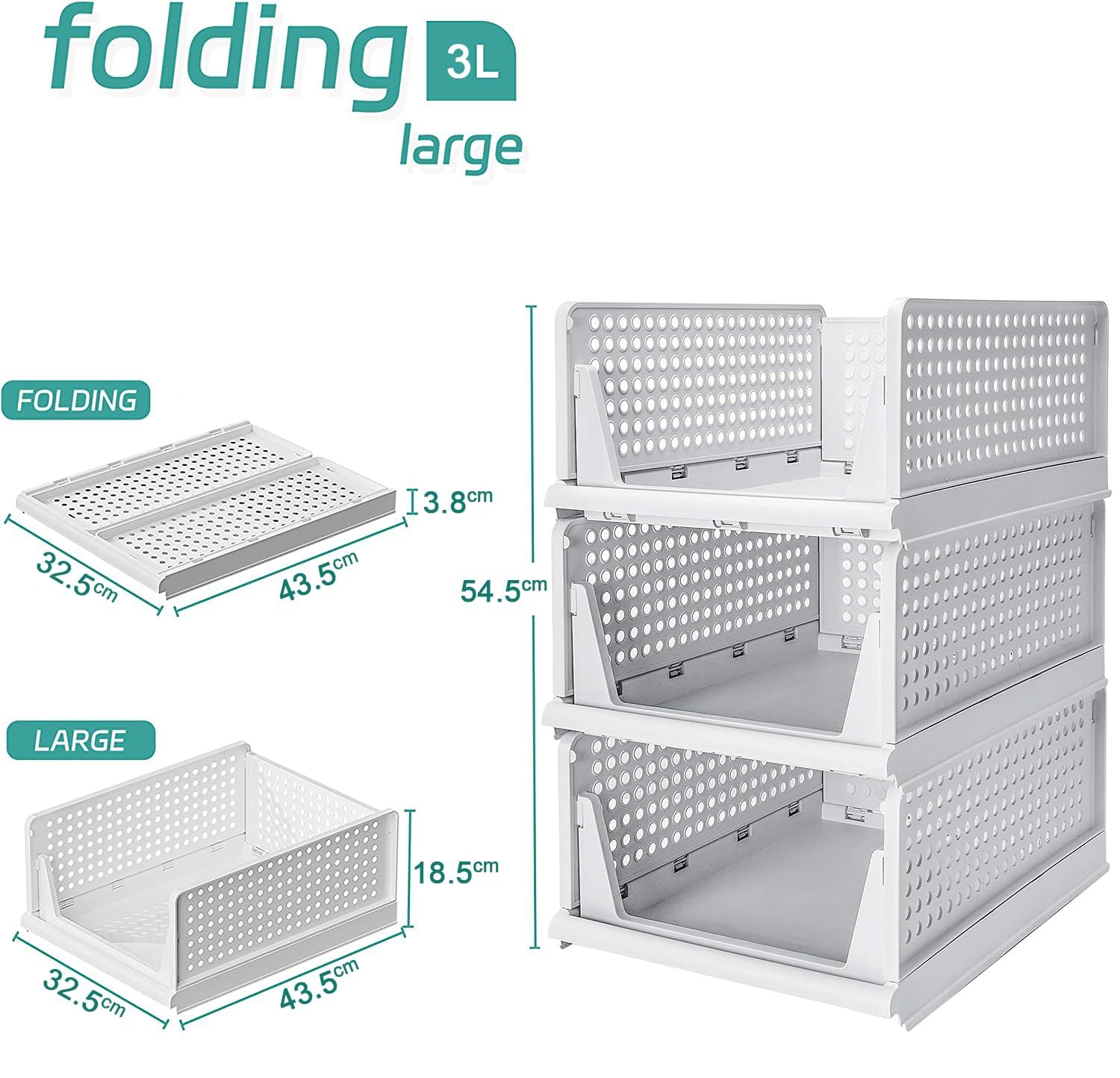 Giftock Plastic Foldable & Stackable 3 Layer Foldable Sliding Drawer Organizer and Stackable Closet Organizer for Home Wardrobe & Cupboard for Clothes