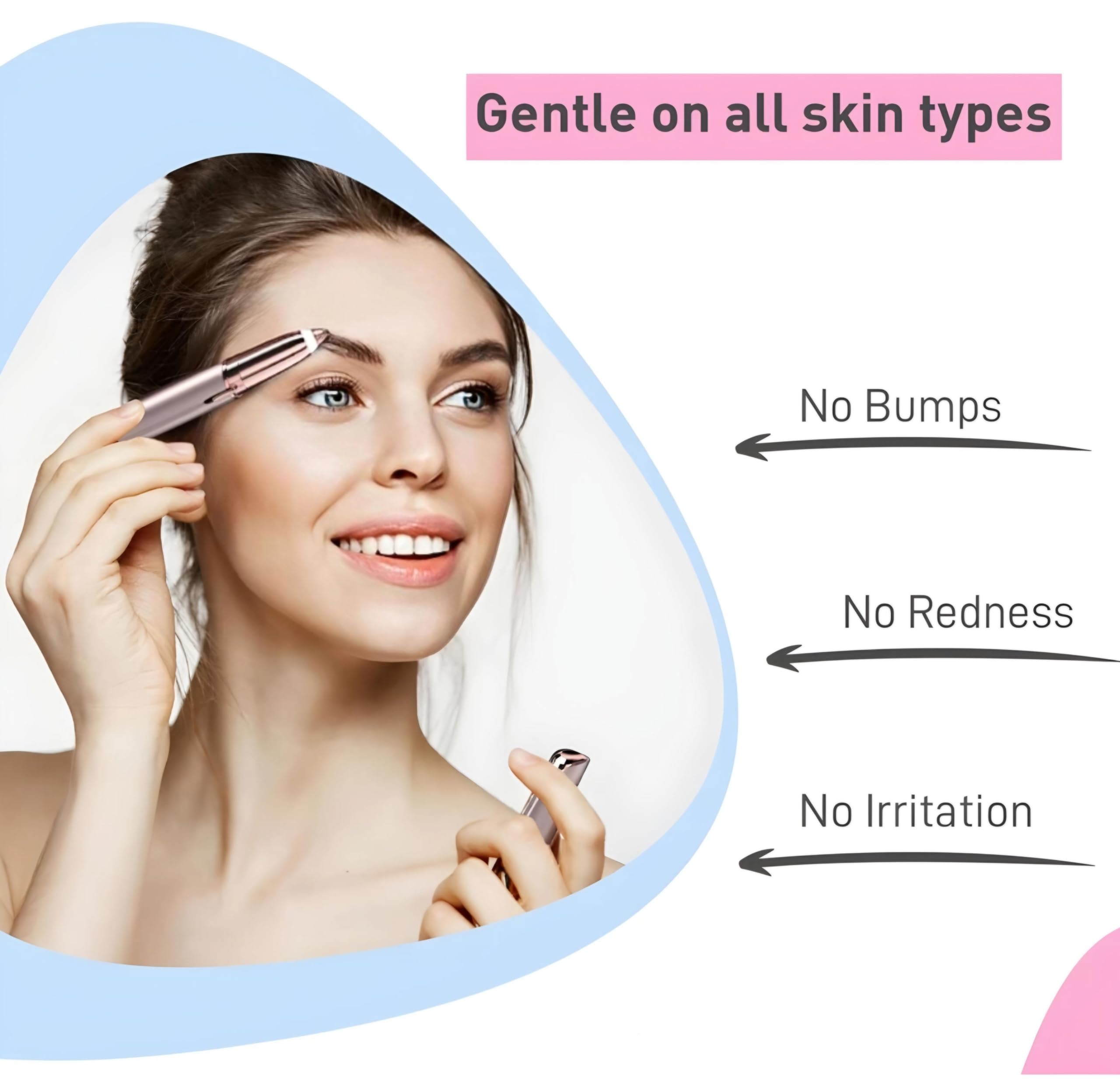 Giftock Eyebrow Hair Removal USB Rechargeble Pain Less Flawless Machine for Women & Men - Face, Chin, Cheek, Eyebrow, Upper Lip Hair Remover for Women - Lipstick Shaped (Eyebrow Trimmer)