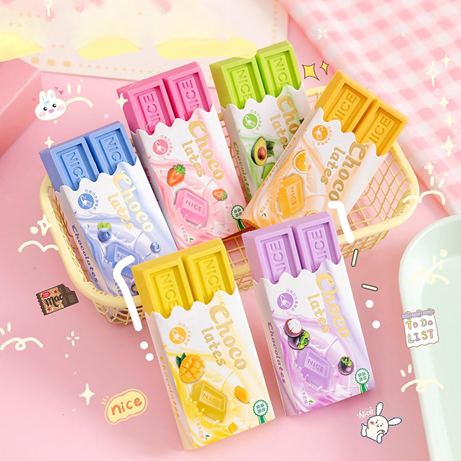 Giftock Chocolate Eraser Food Erasers for Gift School Supplies 6 Pcs