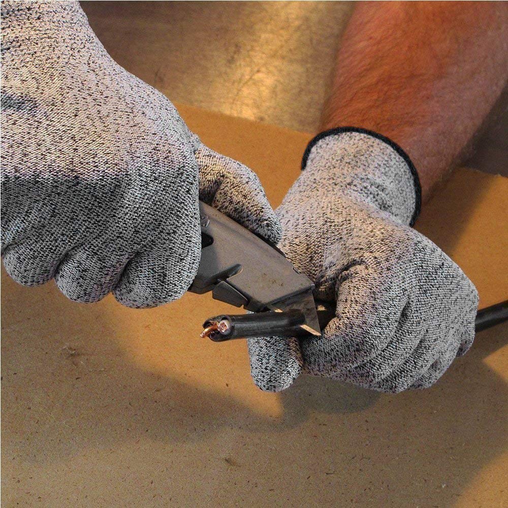 Giftock Rubber Karo-988S Anti Cut Resistant Level 5 Protection With Elastic Hand Fitting Safety Gloves (Free Size, Grey, 1 Pair), Pack of 1