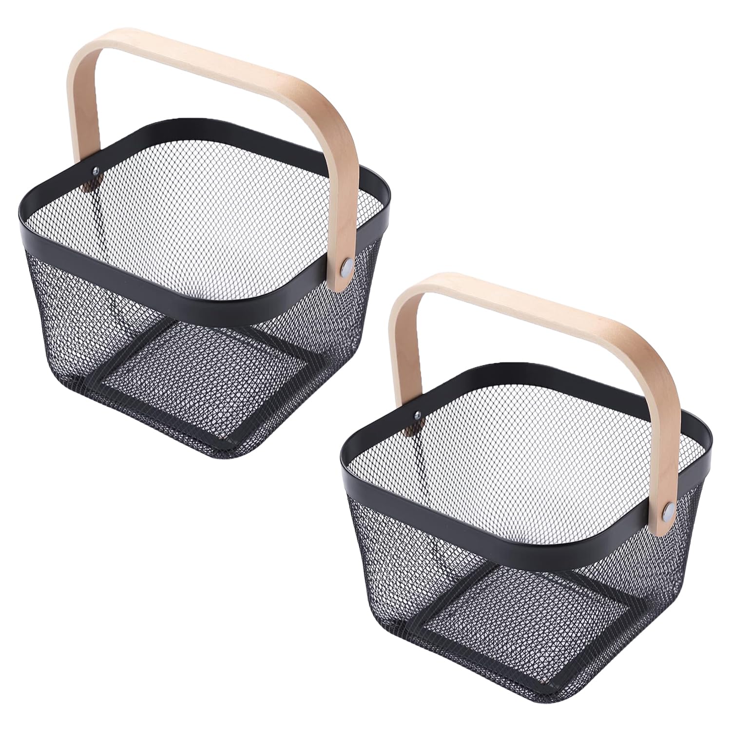 Giftock Metal Wire Basket With Handle|Storage Basket Fot Fruits, Books|Mesh Open Storage Bin|Storage Organizer