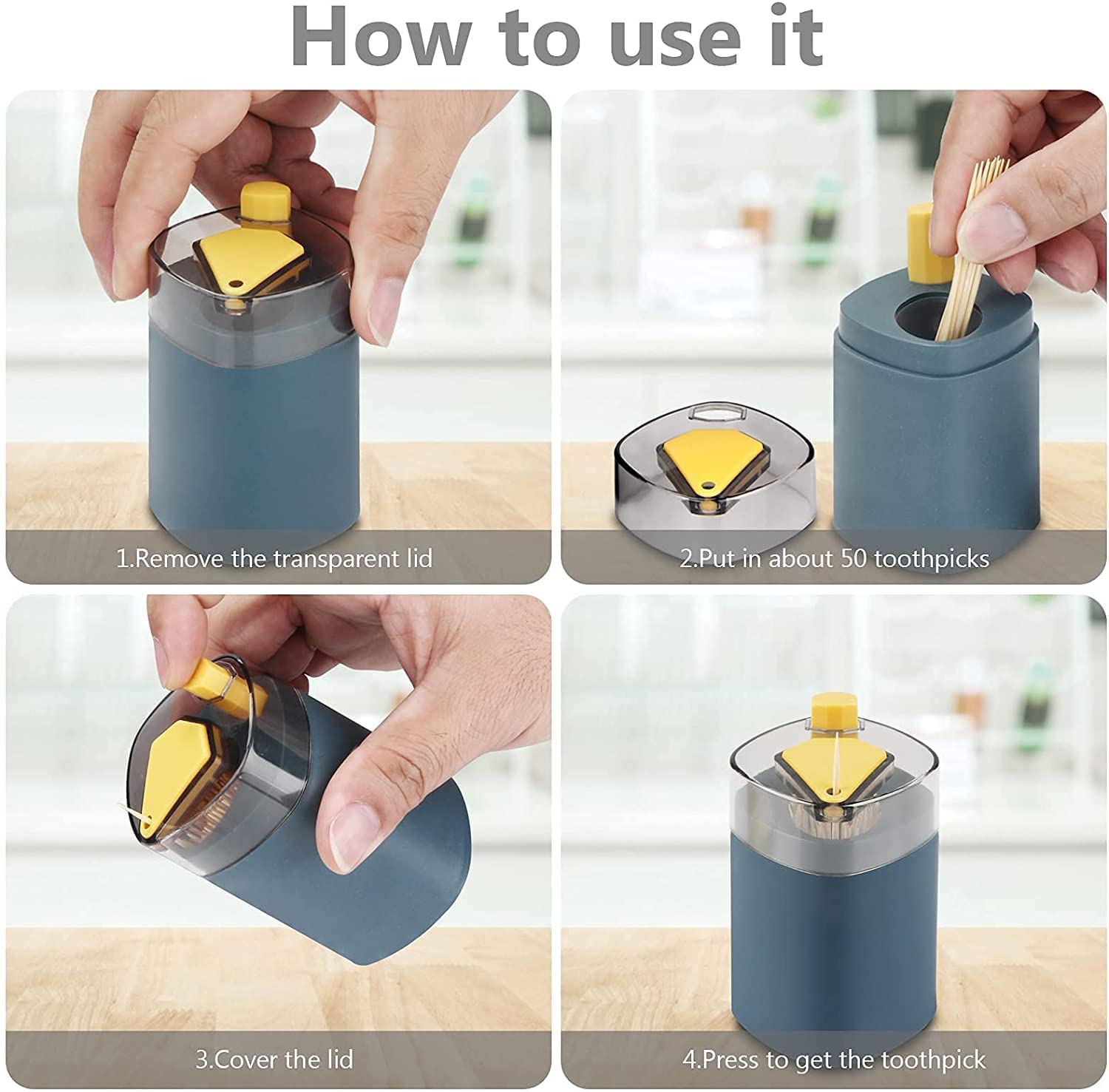 Giftock Toothpick Holder Dispenser, Pop-Up Automatic Toothpick Dispenser for Kitchen Restaurant Thickening Toothpicks Container Pocket Novelty, Safe Container Toothpick Storage Box