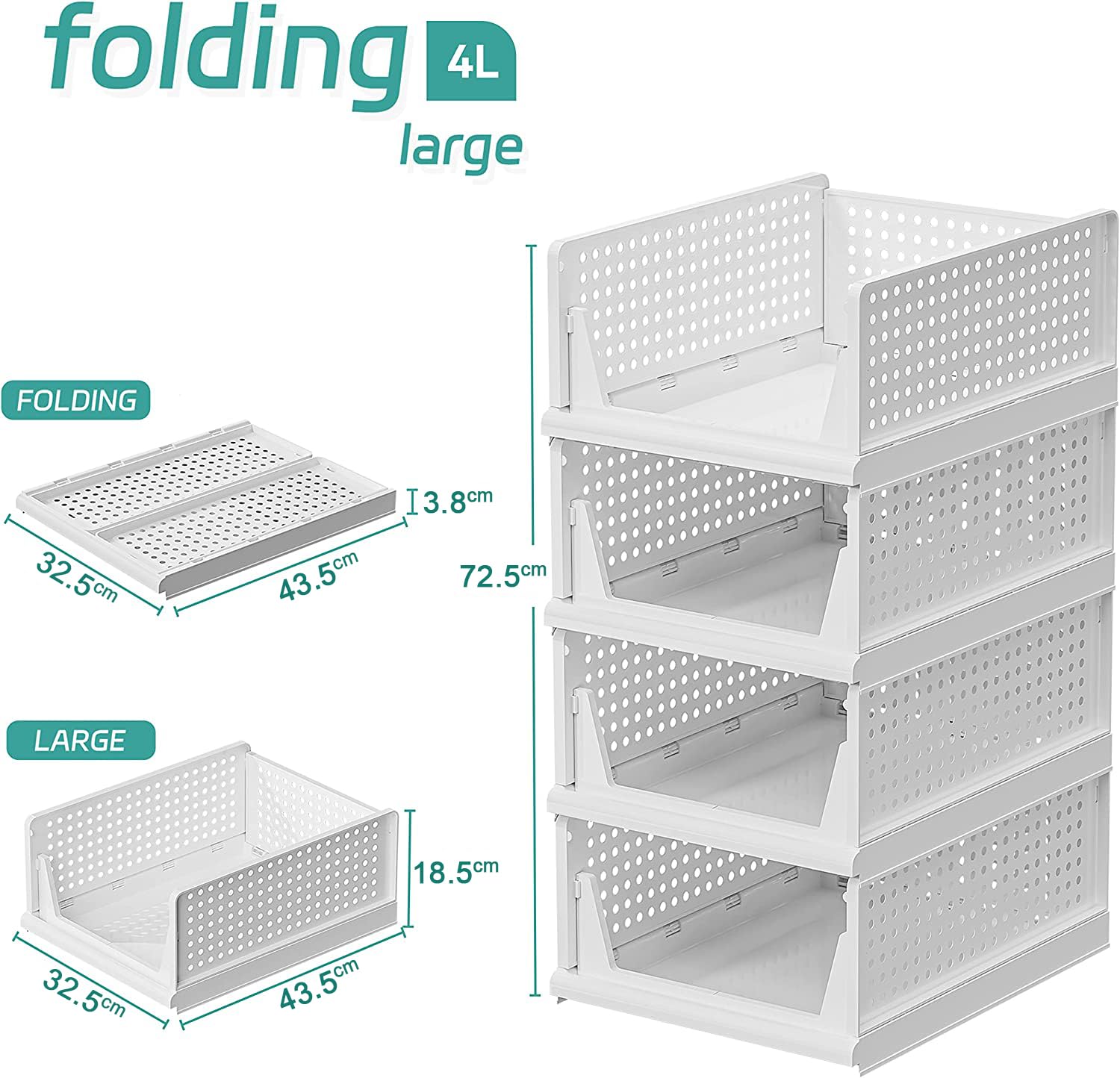 Giftock Plastic 4 Layer Adjustable Sliding Drawer, Foldable Closet Storage Drawer for Home & Office - White (Sliding Drawer)