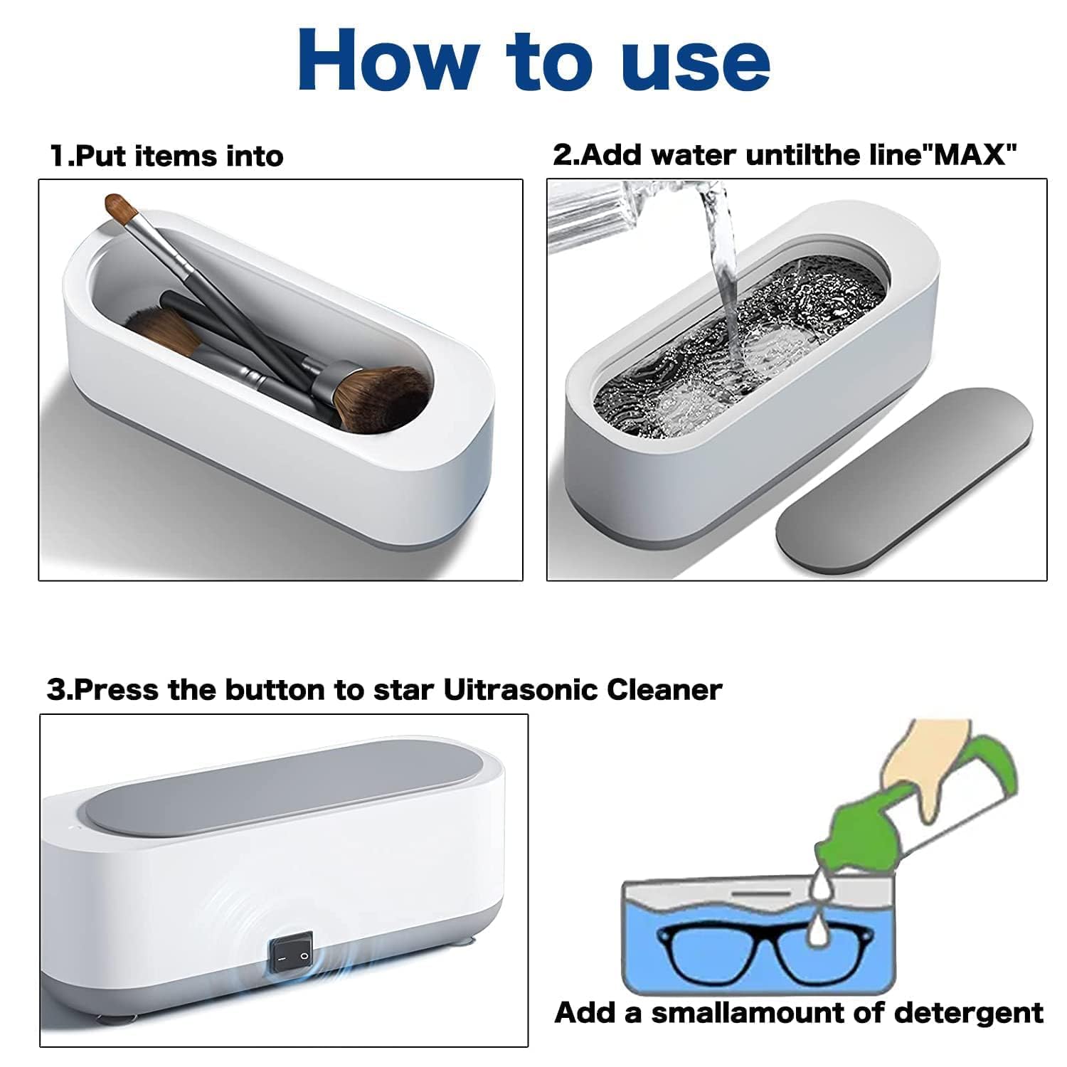 Giftock Ultrasonic Jewelry Cleaner Portable Professional Mini Household Ultrasonic Cleaning Machine for Jewelry, Eyeglasses, Watches, Rings, Retainer,Dry Erase Board Keyboard Stand
