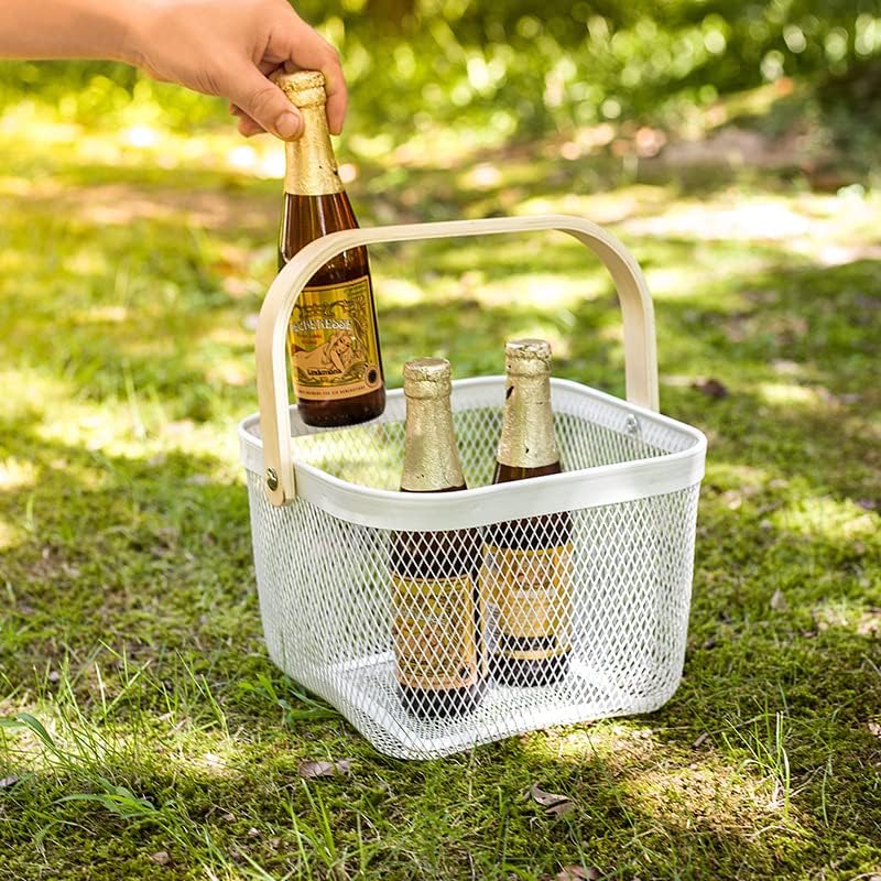 Giftock Metal Wire Basket With Handle|Storage Basket Fot Fruits, Books|Mesh Open Storage Bin|Storage Organizer