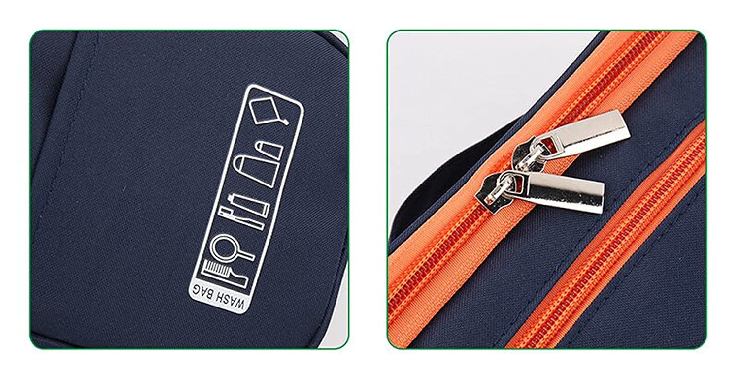 Giftock Cosmetic Bag Double Layer Makeup Bag Organizer for Travelling Polyester Fabric Toiletry Bag and Multiuse for Women and Men,Blue