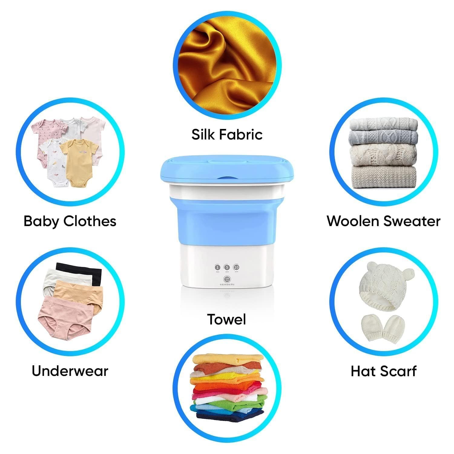 Giftock Solutions Washing-Machine-Portable-Mini-Foldable-Washer-and-Spin-Dryer-Small-Foldable-Bucket-Washer-for-Camping-RV-Travel-Small-Spaces-Lightweight 2 KG