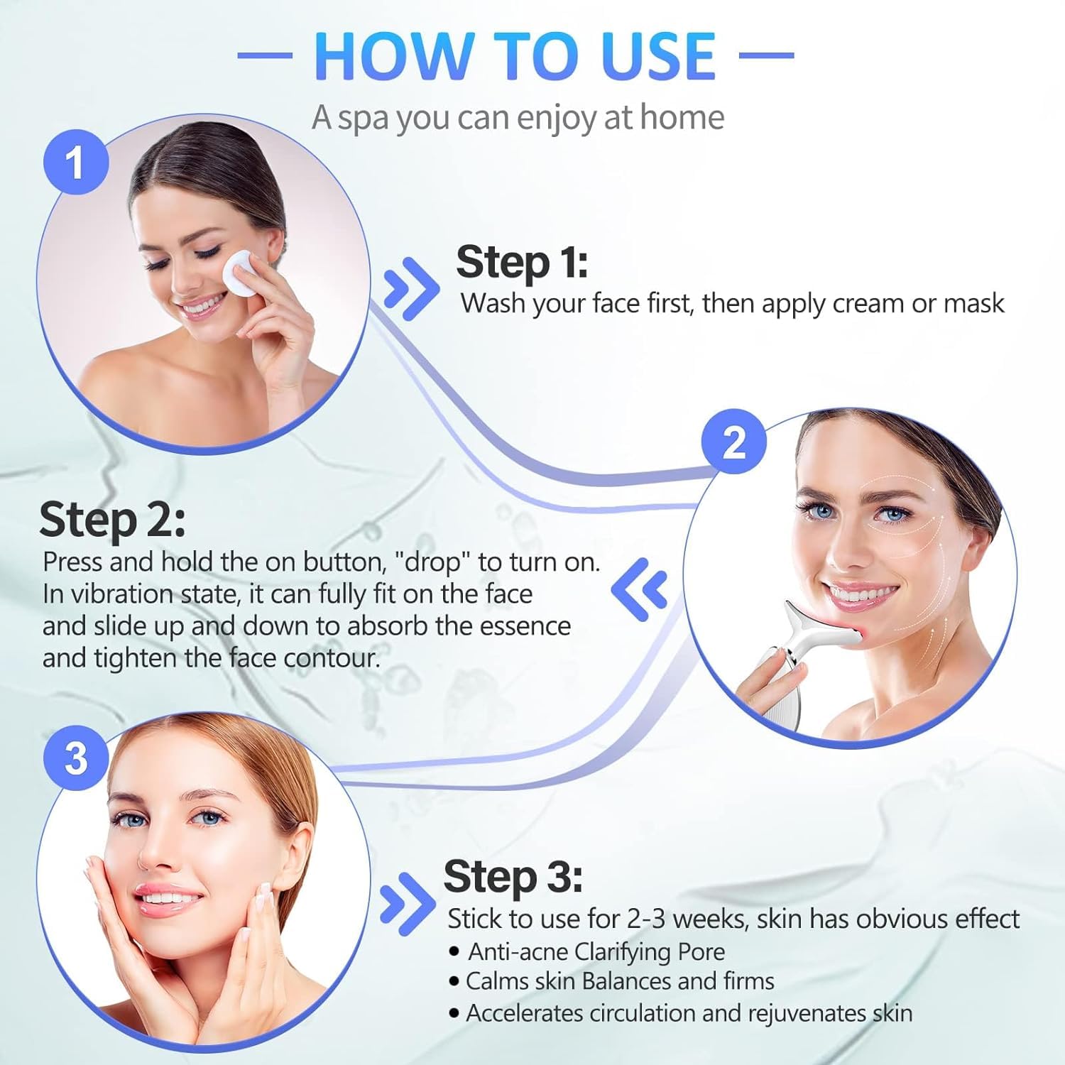 Giftock Neck Face Massager, Firming Wrinkle Removal Tool, Vibration Massager with 3 Color Modes for Skin Tightening Face Sculpting