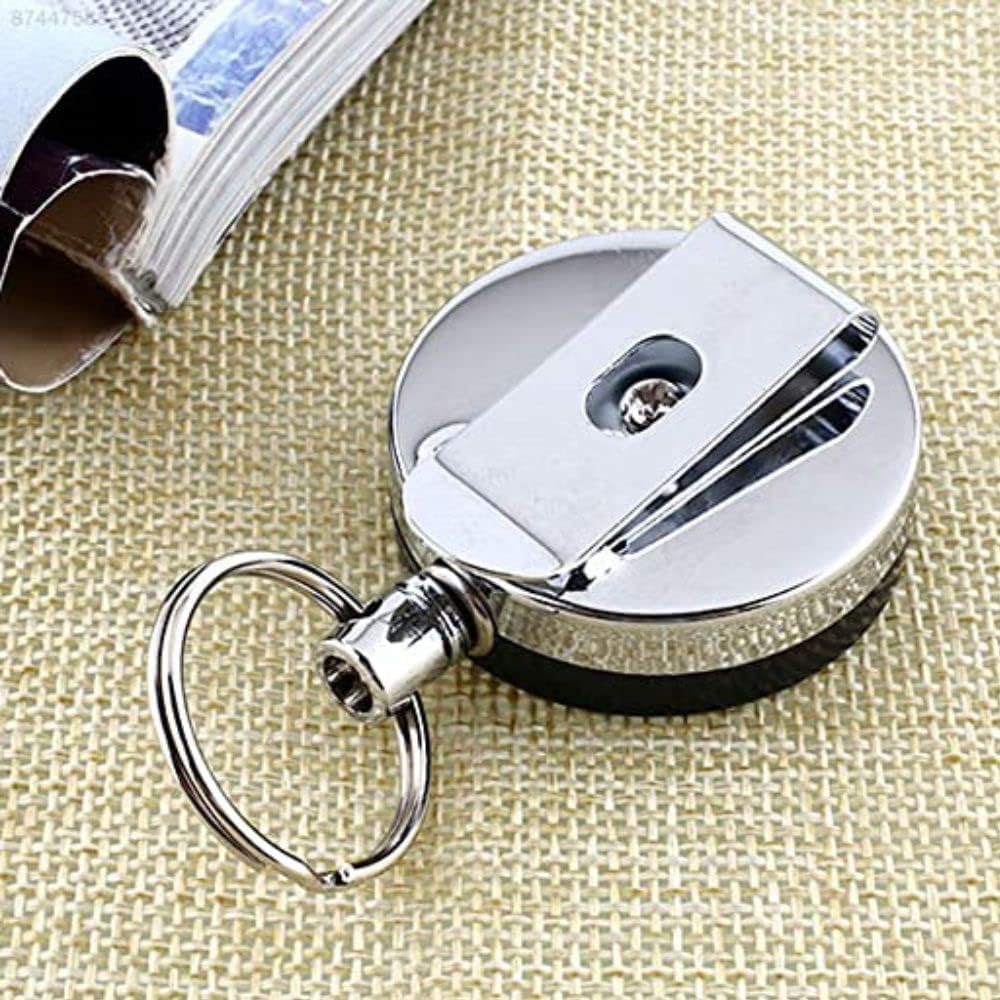 Giftock Retractable Holding Key Chain Ring Clip With Tools Metal Wire Round Split Key Chain Wire Rope Key (1Pcs) (Multicolor)
