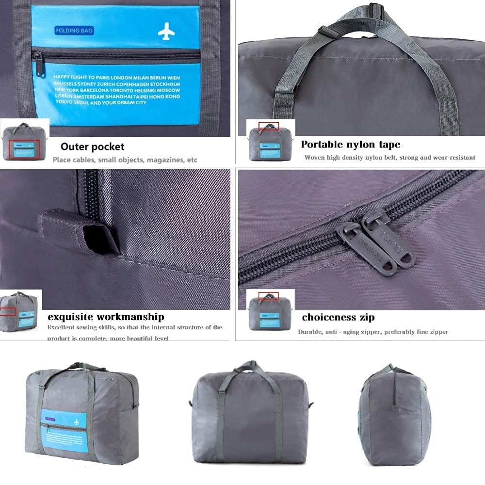 Giftock Waterproof Foldable Weekender Travel Duffel Lightweight Flight Luggage Shoulder Garment Sports Flight Bag with Strips, Zipper, Small Compartment for Men Women Storage Organizer.(Multi)