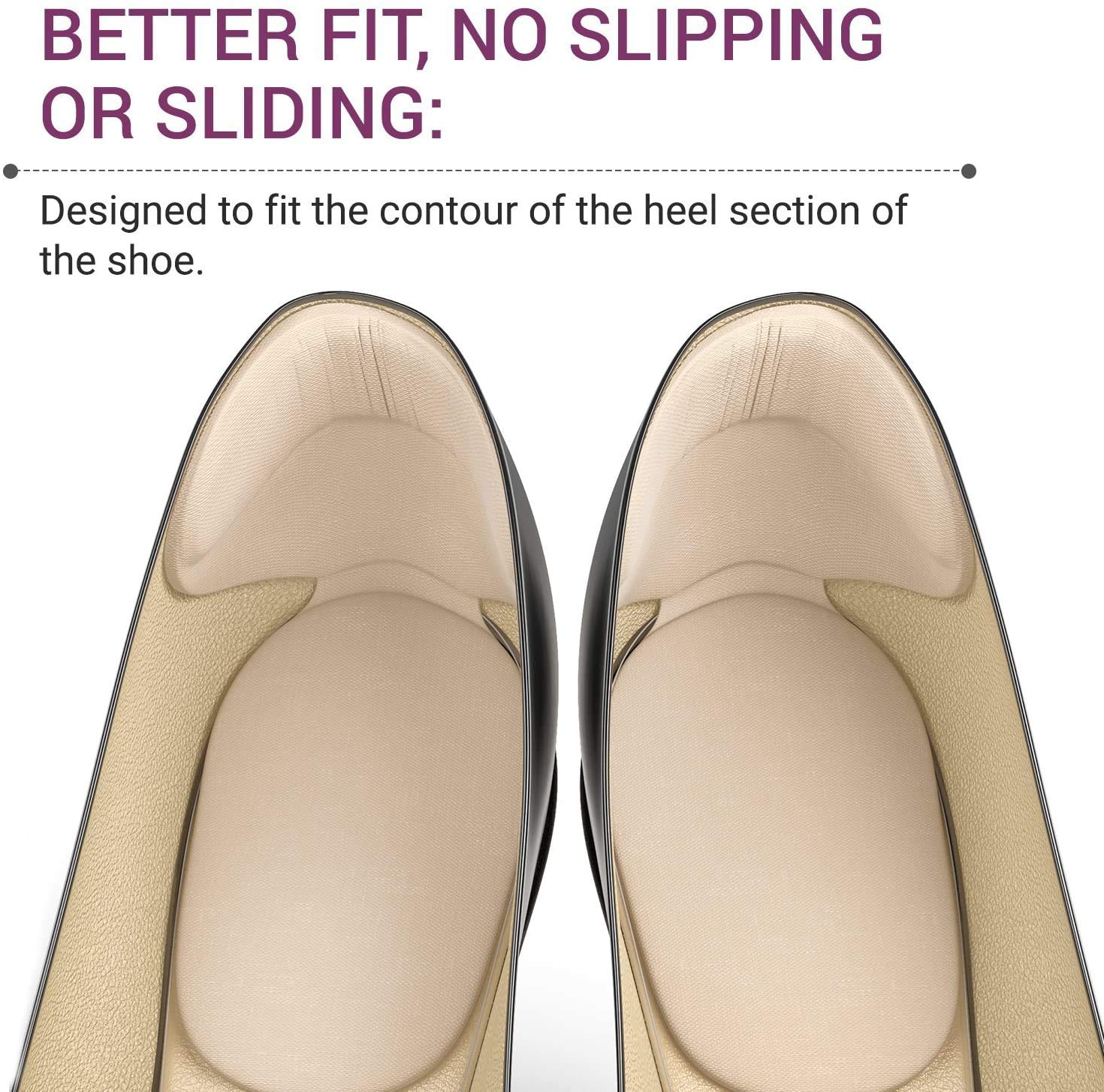 Giftock 6pcs Shoe Insole Reusable Soft Shoe Inserts Heel Cushion Pads Self-Adhesive Foot Care Protector Grips Liners Loose Shoes -Heel Pain Relief Bunion Callus Blisters for Men & Women-3 Pairs
