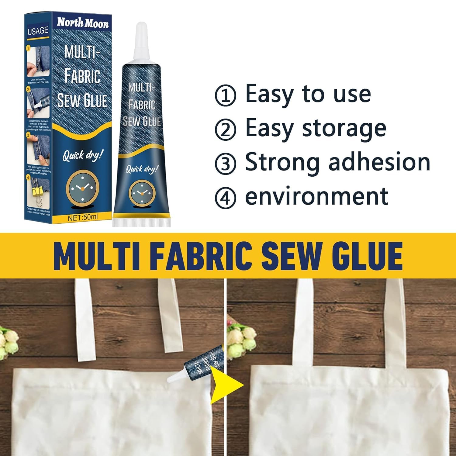 Giftock Fabric Adhesive Glue Strong Bond Clear Drying Waterproof Sew Glue Permanent Washable for Repair, Make Patches on Clothes, All Fabrics 50ML- pack of 1