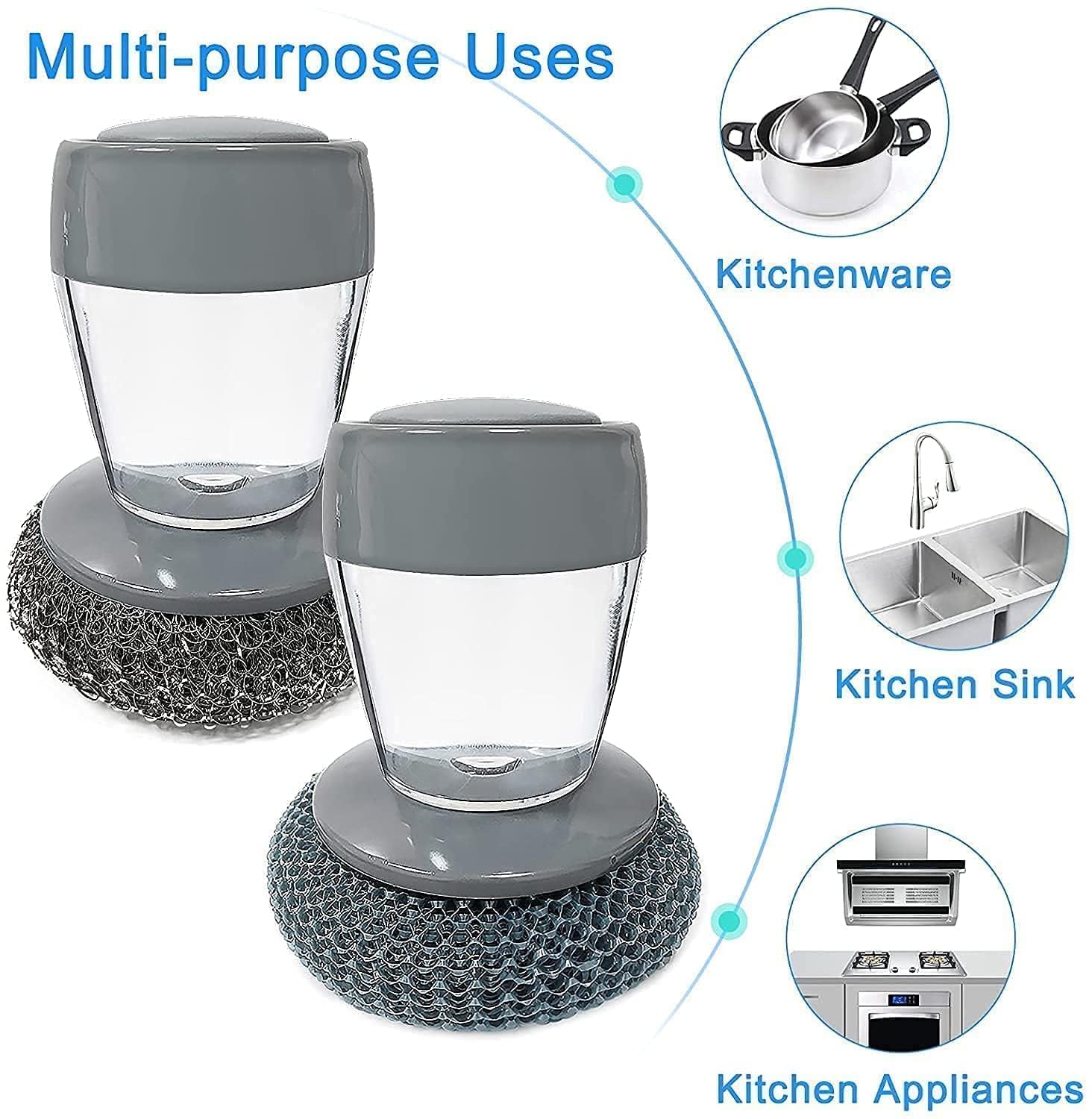 Giftock Tar Brush Dish Cleaning Brush with Liquid Dispensar Palm Dishes Pot, pan, Sink scrubbing Household soap Dispenser for Tool Dispensing wash Kitchen Utensils Scrubber Multipurpose in Home
