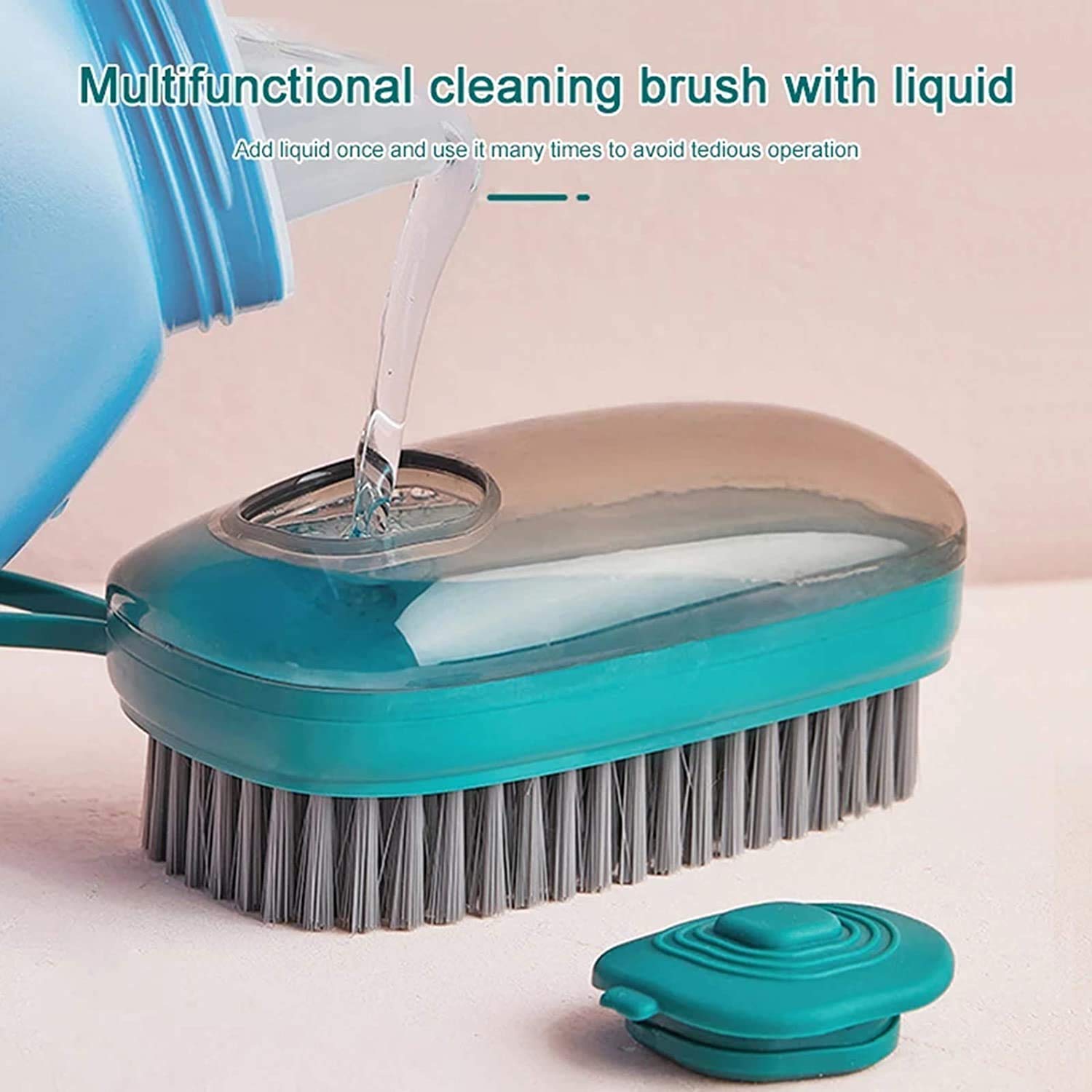 Giftock 3 in 1 Multipurpose Grip Liquid Adding Silicon Scrubber Brush for Kitchen & Bathroom Household Cleaning