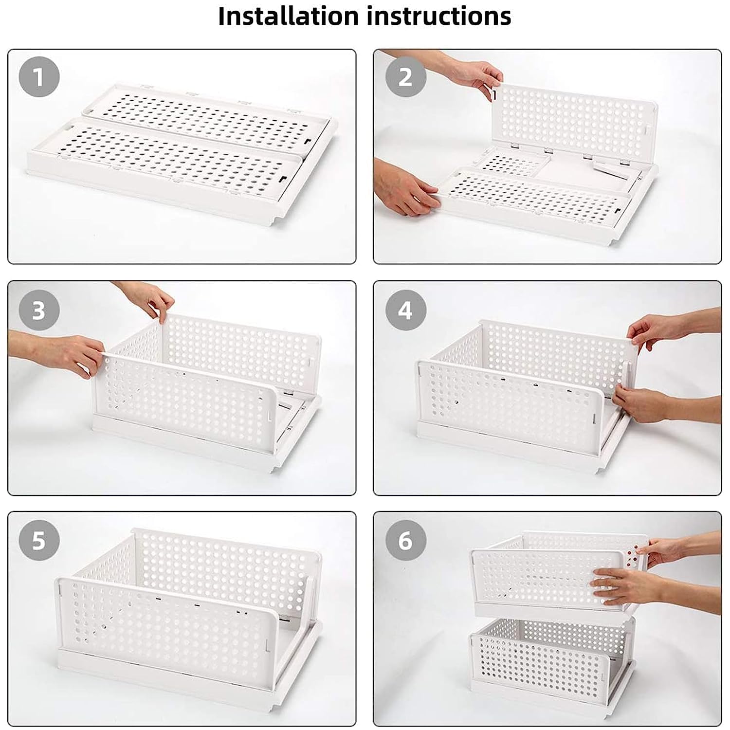 Giftock Plastic Foldable & Stackable 3 Layer Foldable Sliding Drawer Organizer and Stackable Closet Organizer for Home Wardrobe & Cupboard for Clothes
