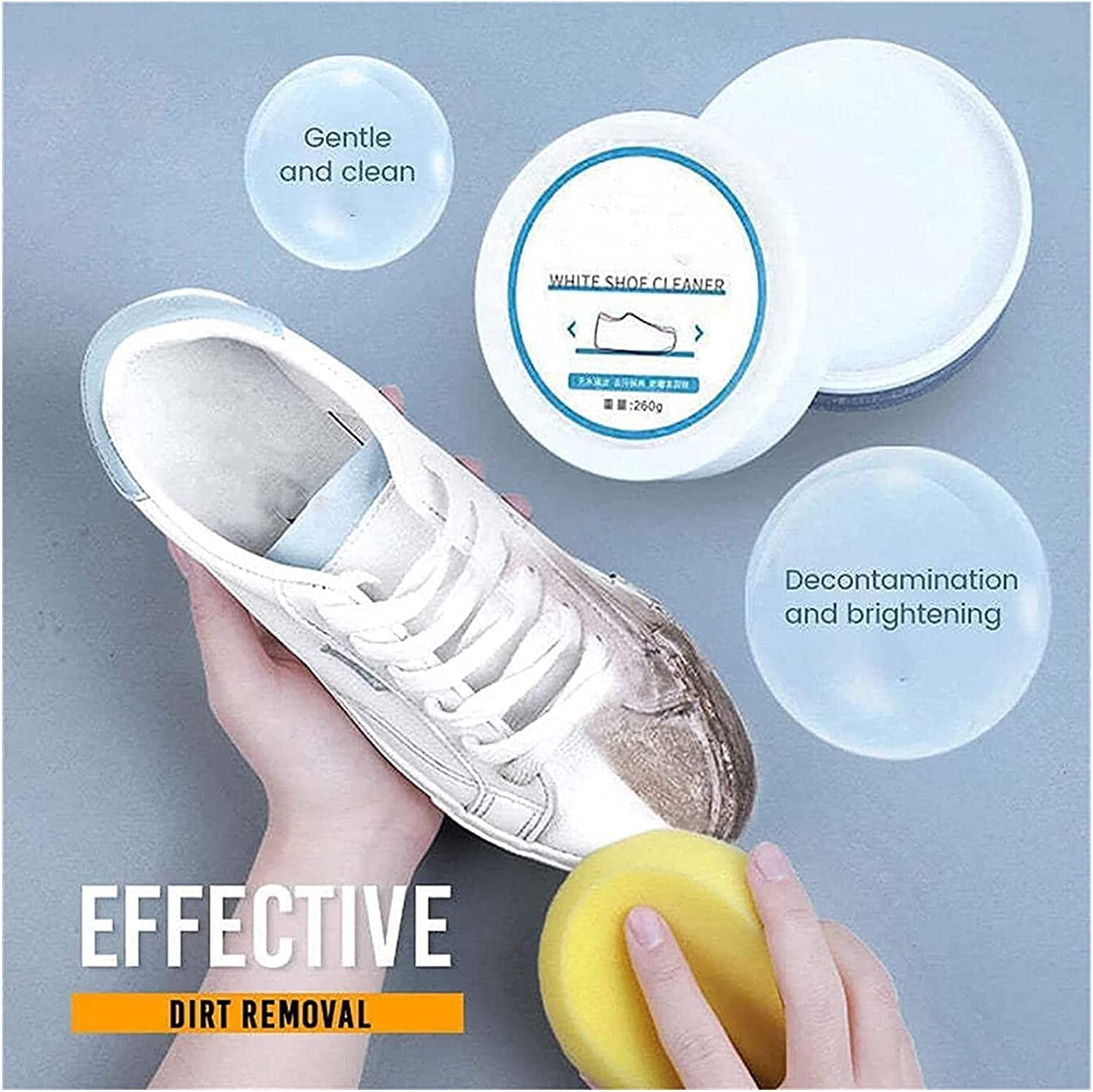 Giftock White Shoe Cleaning Cream | Sneaker Stain Cleaning Cream | Sneaker Stain Remover Cream, Simple and Fast, Shoe Whitening Cleansing Tool, Whitening and Yellowing Maintenance for White Shoes, Leather, Sports Shoes, Leather Bags, Car Interiors