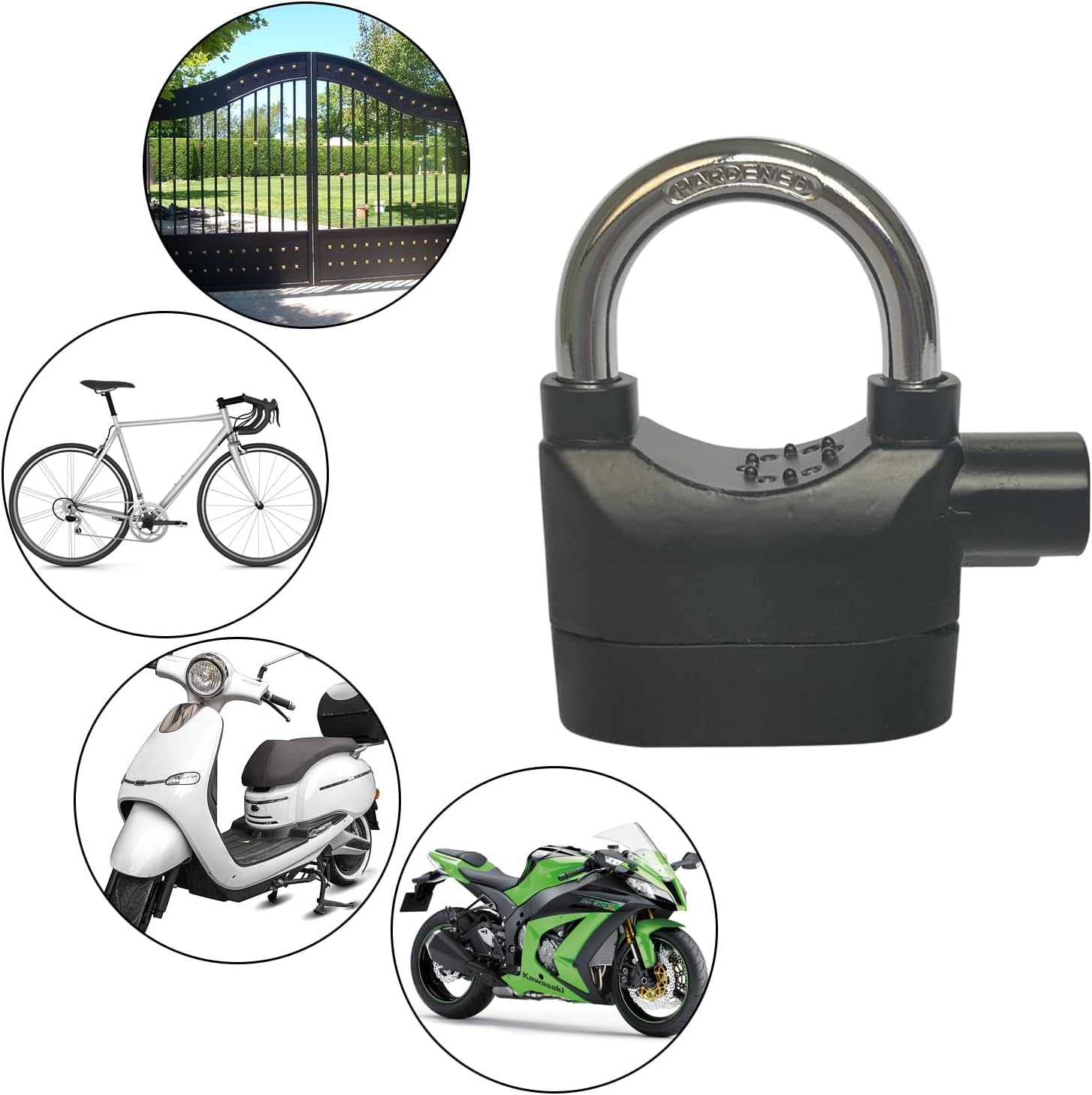Giftock Alarm Lock Universal Security Anti-Theft Padlock 110db Siren Motion Sensor Safety for Motorcycle Bicycle Door Window | House | Office | Cycle | Bike (1Pc, Black)
