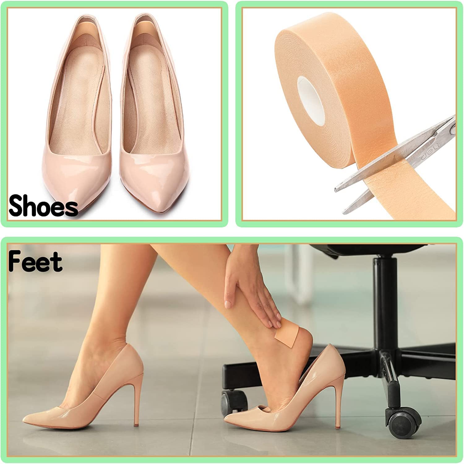 Giftock Import Export Waterproof Foot Care Sticker Heel Grip Tape Foot Care Protector Anti Slip Feet Pad Adhesive Heel Insole Cushion Shoe Tape for Skin Tape Bandages (Pack Of 1)