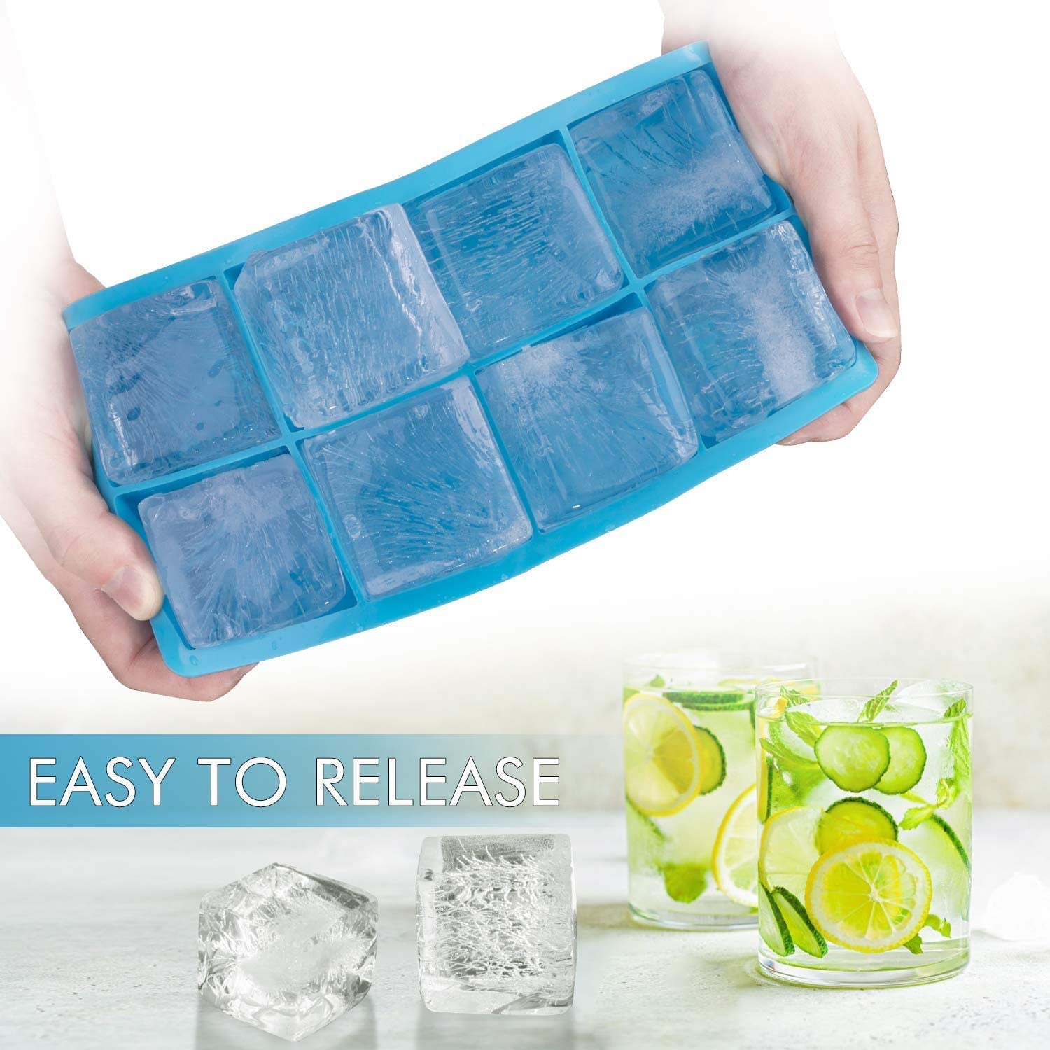 Giftock Flexible Plastic Ice Cube Tray- Cube Plastic Ice Cube Moulds & Tray with Flexible Ice Trays, Stackable Flexible & Twist Release Safe Ice Cube Molde (6 Grid Ice Cube Tray, Pack of 1)
