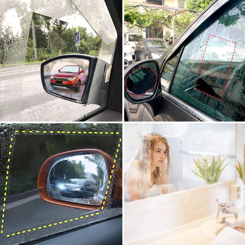 Giftock Rain Guard Waterproof Oval Anti Fog Rain Proof Film PET Material Accessories Right Car Mirror for All Vehicles - Set of 2