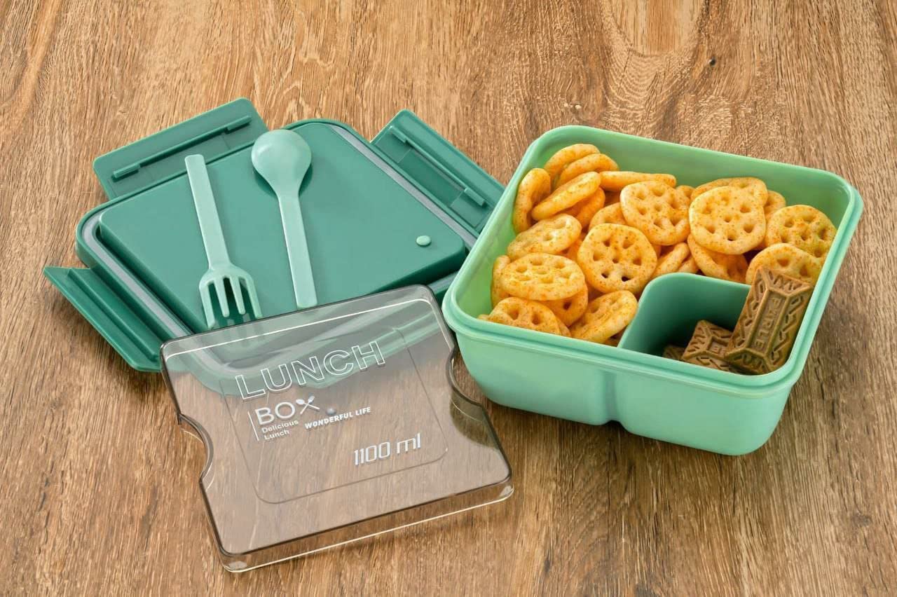 Giftock Square Container Airtight Leakproof Unbreakable Storage Container/Lunch Box with Spoon Big Bite Lunch Box 1100 Ml